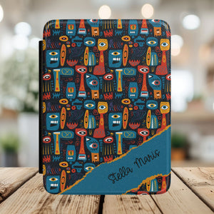 Personalized Kindle Case - Colorful Abstract Totem Pattern with Custom Name
