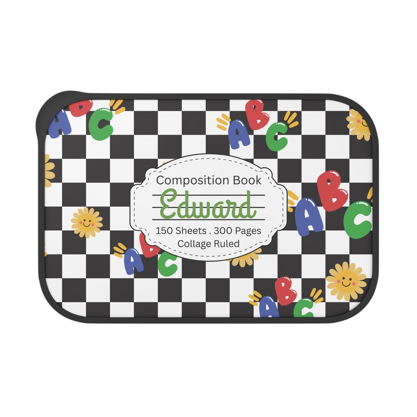 Personalized Schoolyard Chic Composition Book Composition Book Inspired Bento Box, Fun Lunch Container, School Lunch, Meal Prep, Kids' Utensils, Back to School, Child's Lunchbox