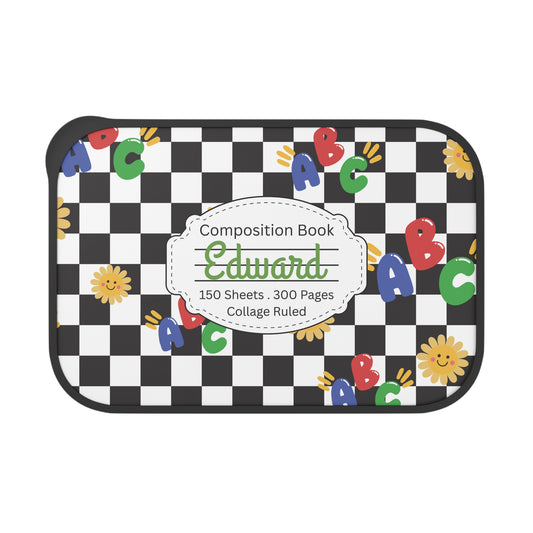 Personalized Schoolyard Chic Composition Book Composition Book Inspired Bento Box, Fun Lunch Container, School Lunch, Meal Prep, Kids' Utensils, Back to School, Child's Lunchbox