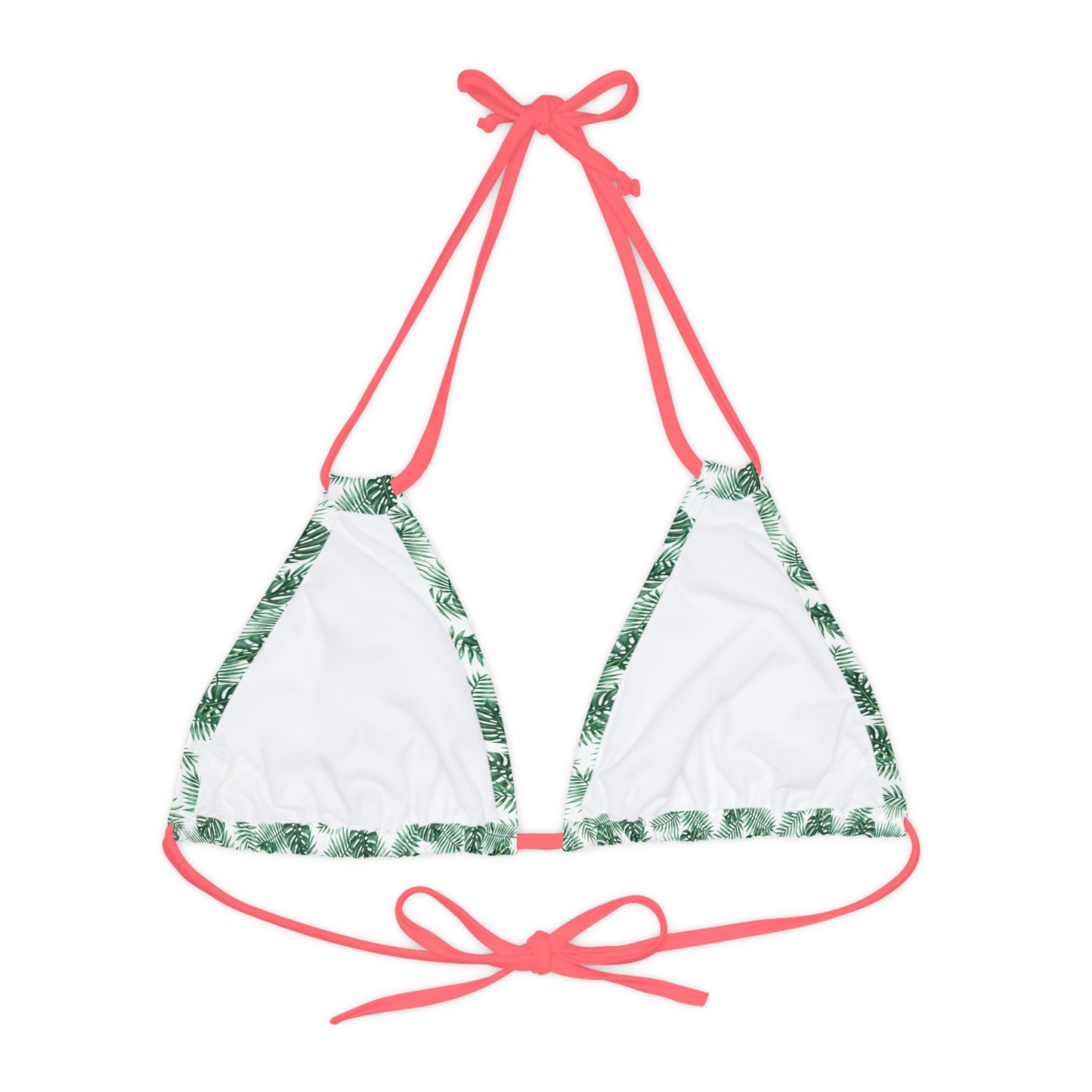 White Tropical Bliss Strappy Triangle Bikini Top (AOP)- (PY)