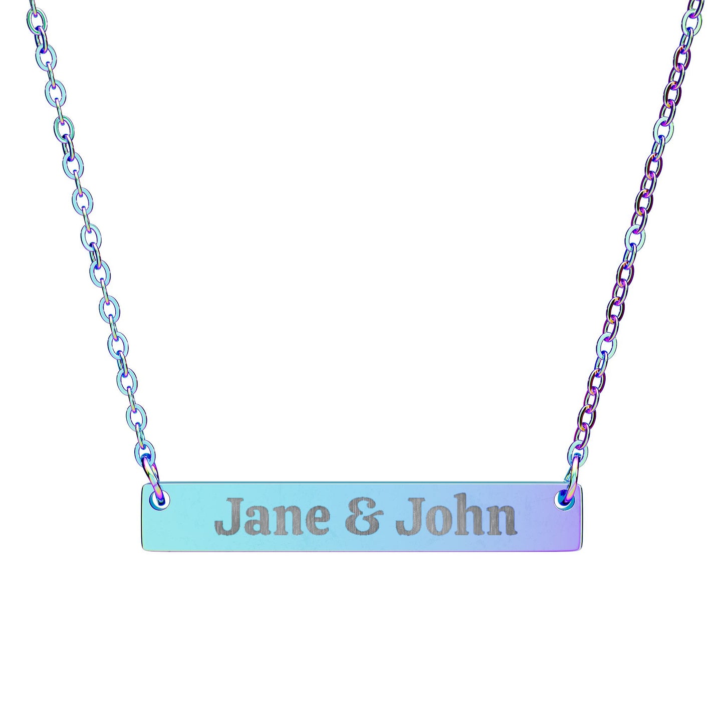 Engraved Horizontal Bar Necklace — Personalized Name Bar Necklace (Custom Name)