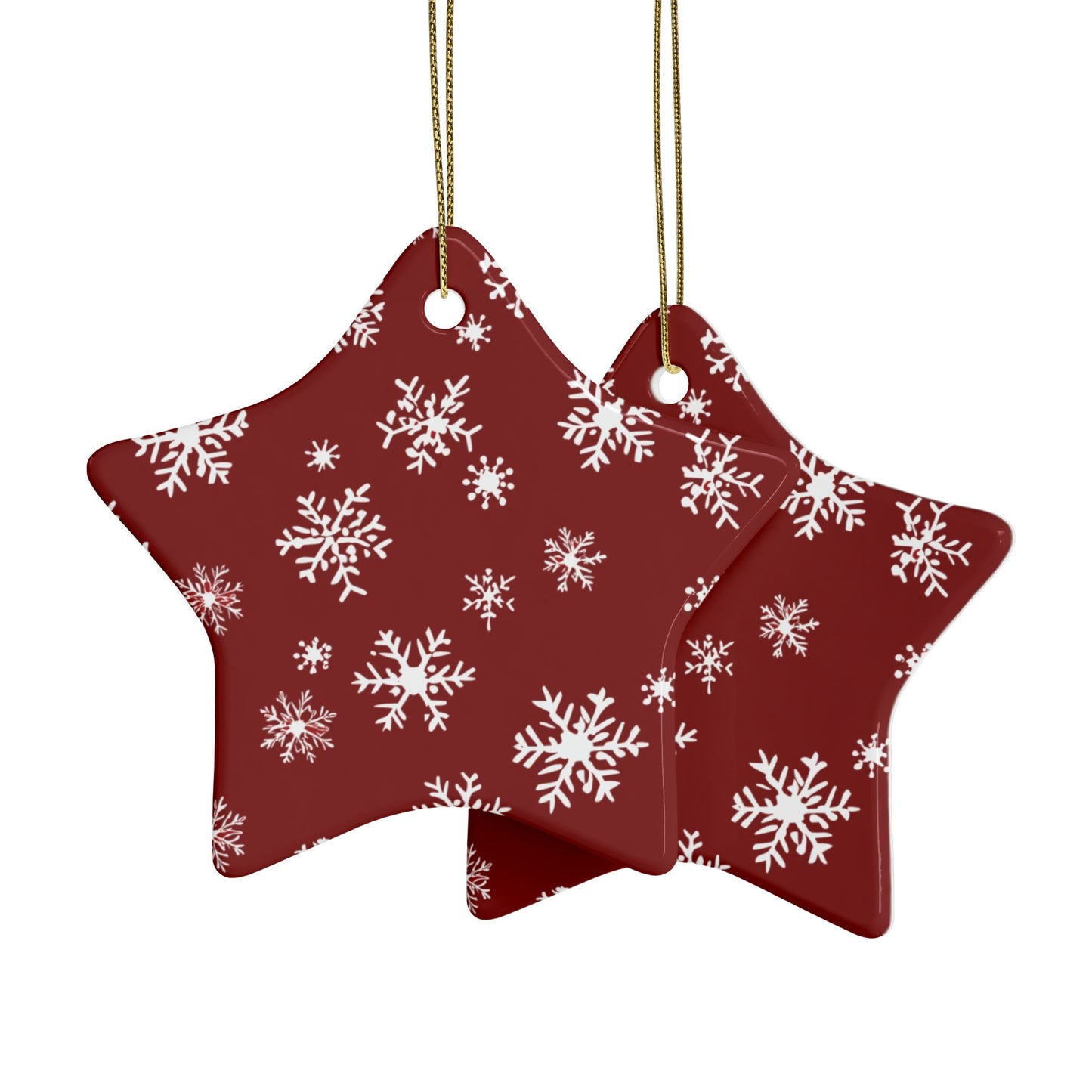 Red Snowflake Elegance Ceramic Ornaments (1pcs, 5pcs, 10pcs, 20pcs)