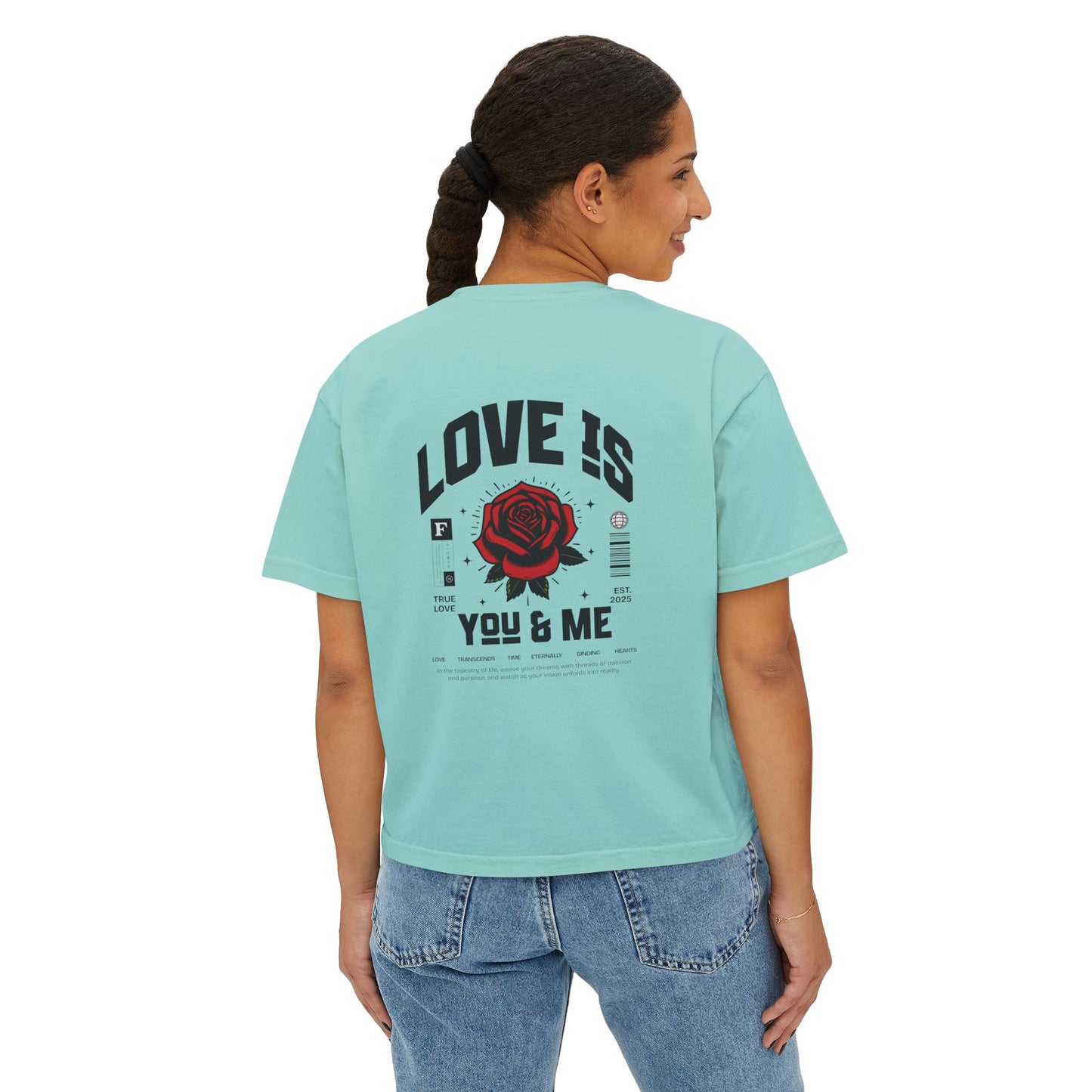 You and Me Valentine Women's Comfort Colors Boxy Tee