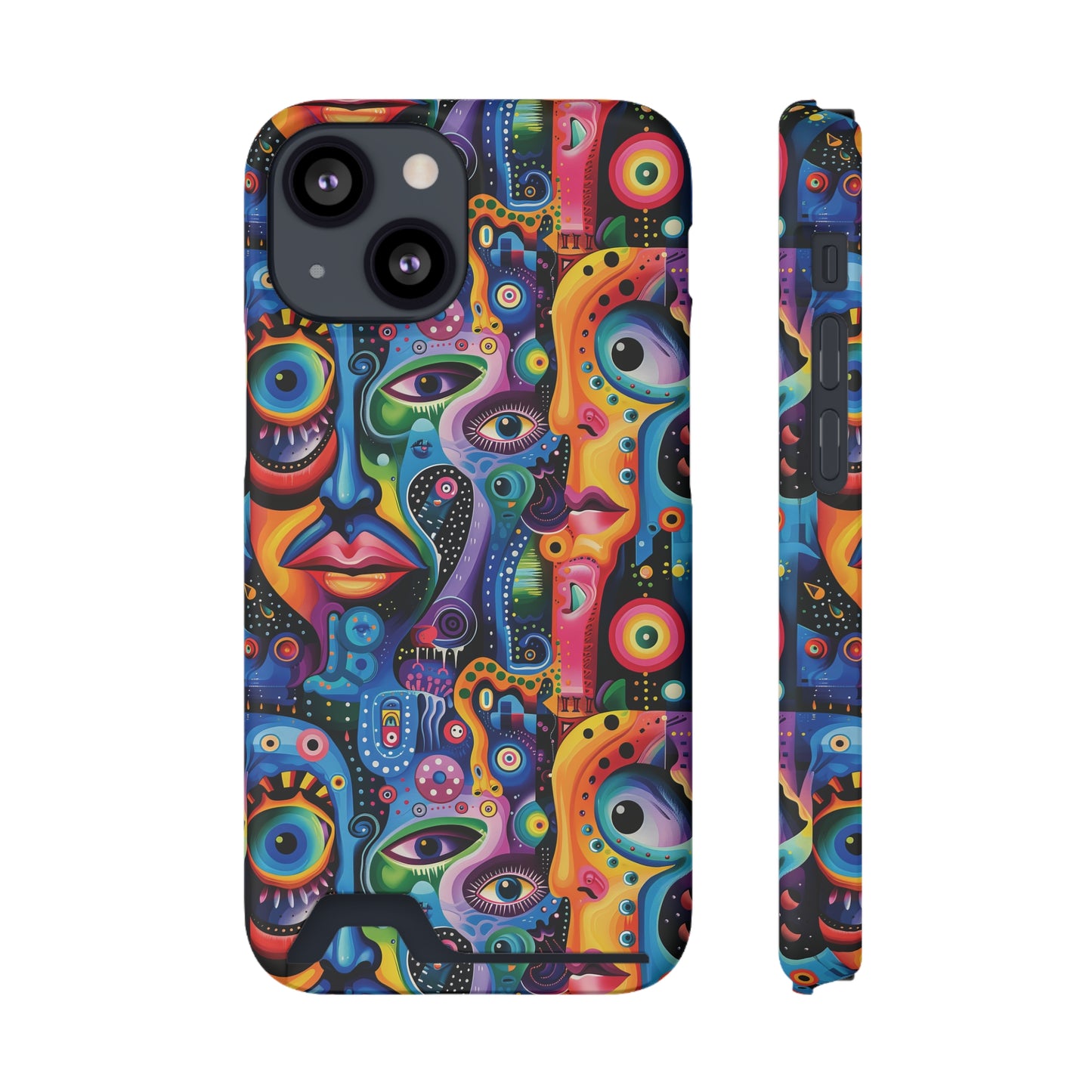 Psychedelic Visions Phone Case with Card Holder - Colorful and Stylish Design for Creatives