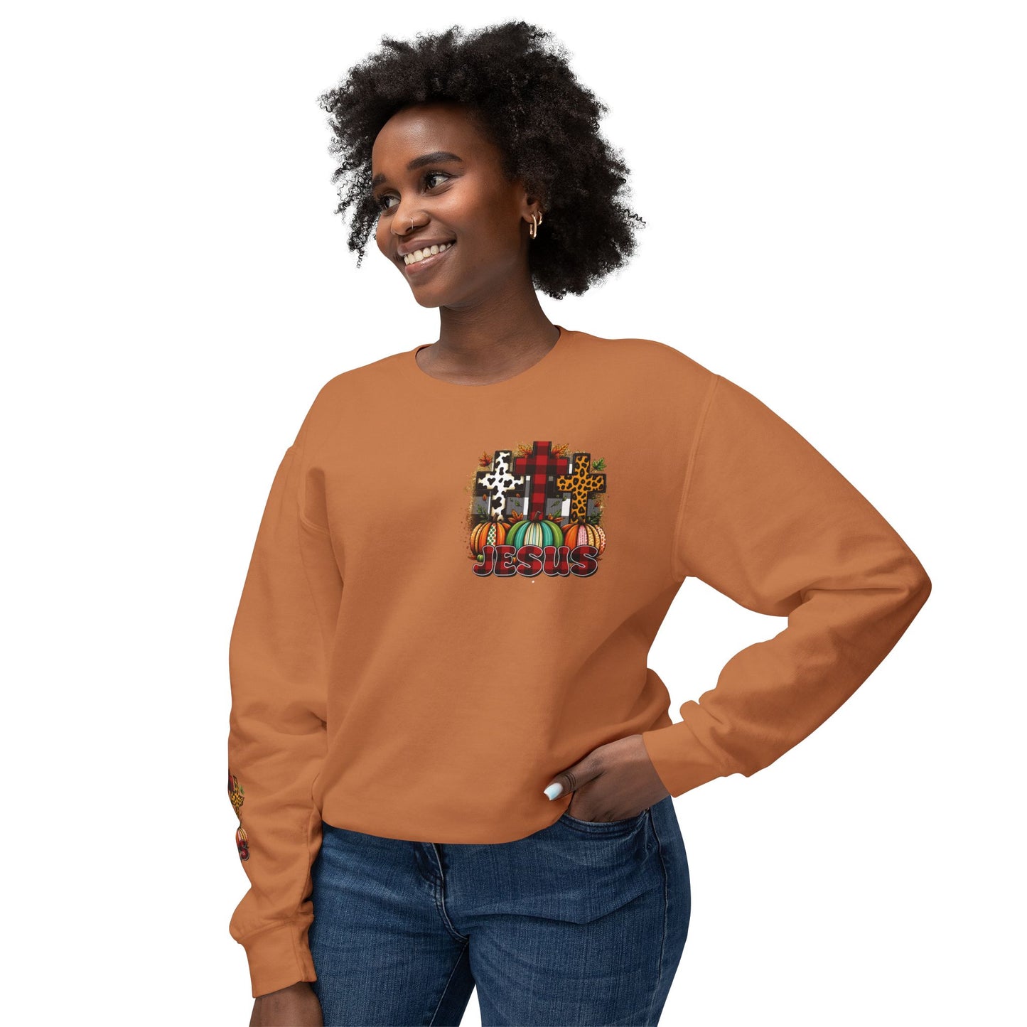 Faithful Harvest Cross Unisex Lightweight Crewneck Sweatshirt