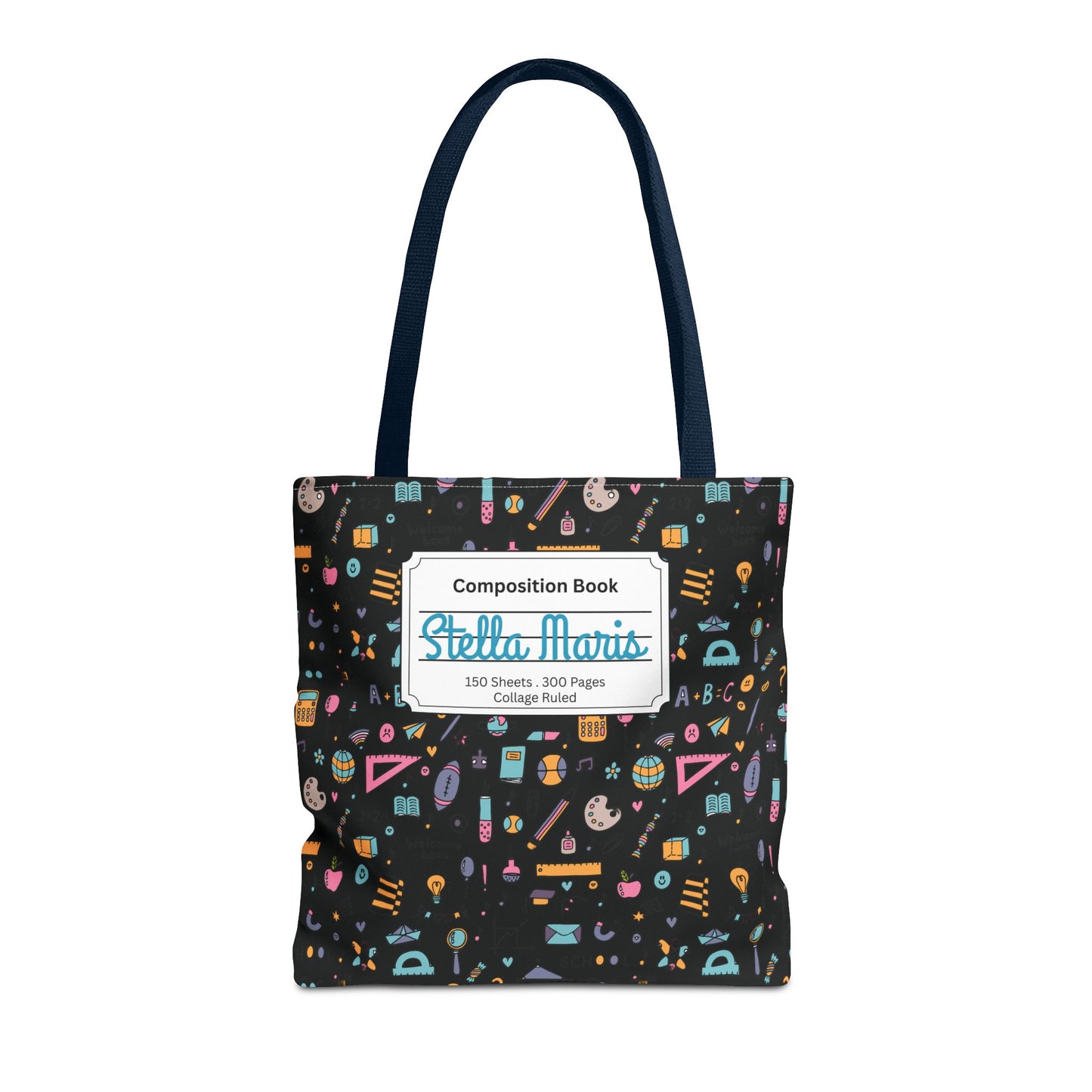 Personalized Chalkboard Chic Composition Book Inspired Tote Bag, Back to School Tote, Teacher Gift, Kids Bag, Custom Name Bag, Educational Accessories, Back to School Tote Bag.