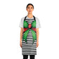 Striped Green Bow Grilling Apron with Tie Straps (AOP).