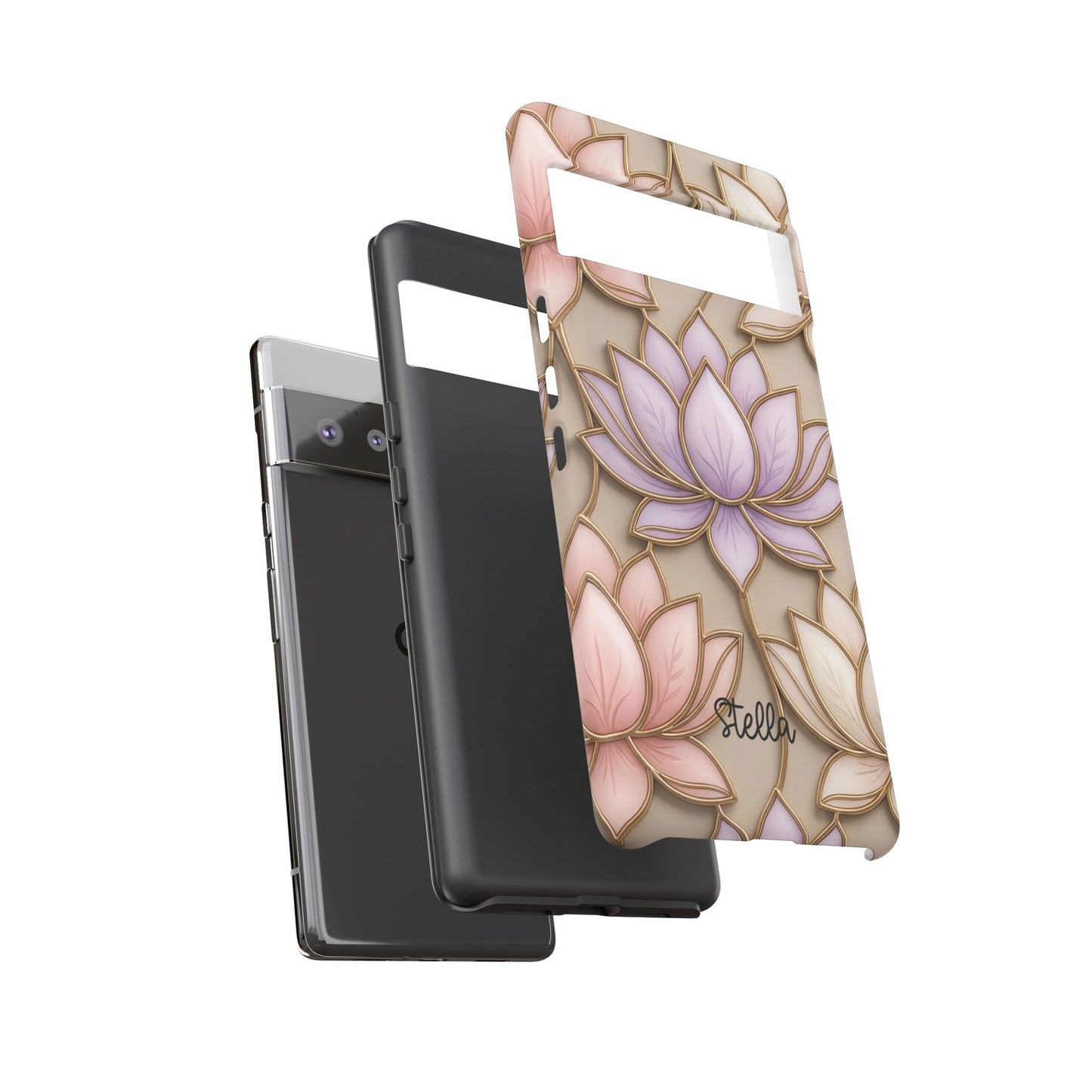 Personalized Lotus Floral Stained Glass Effect Tough Phone Case