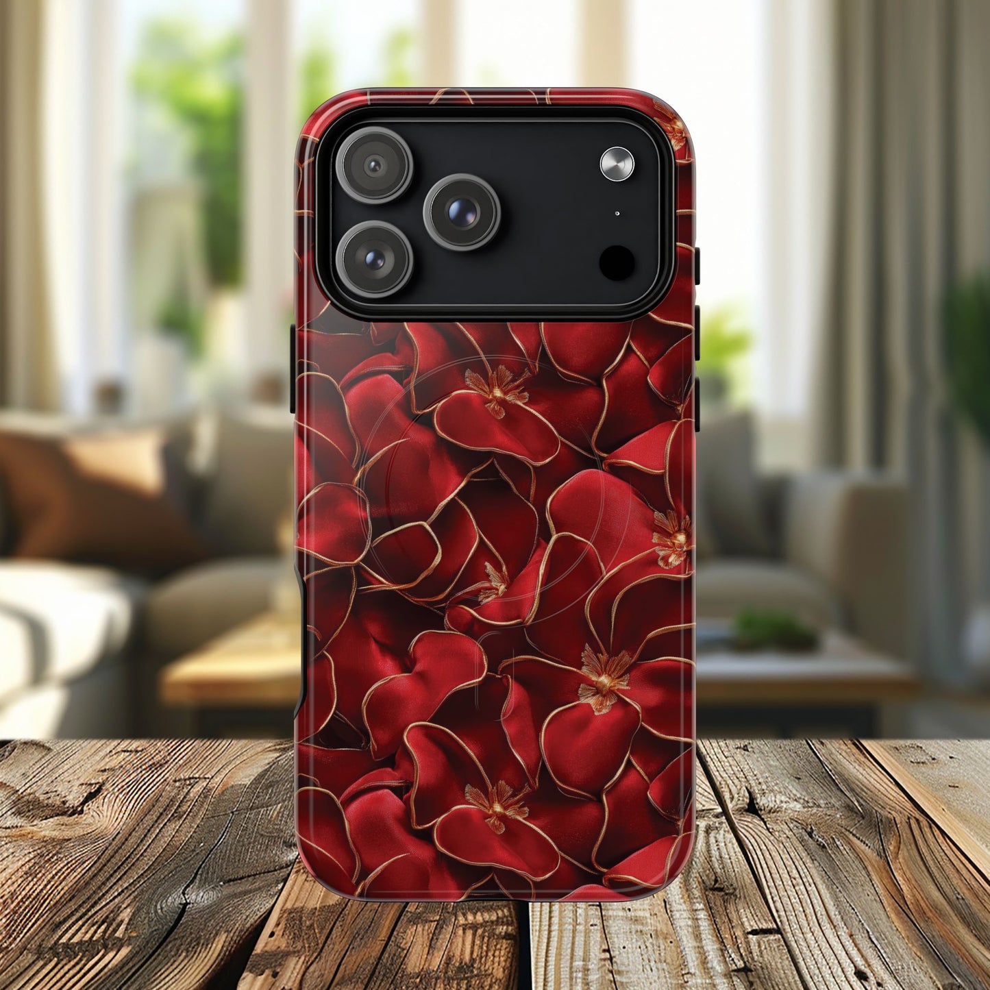Crimson Bloom Tough iPhone Magnetic Case, Protective iPhone Case, Stylish iPhone Cover, Gift for Her, Mother's and Birthday Gifts, Unique Floral Accessories