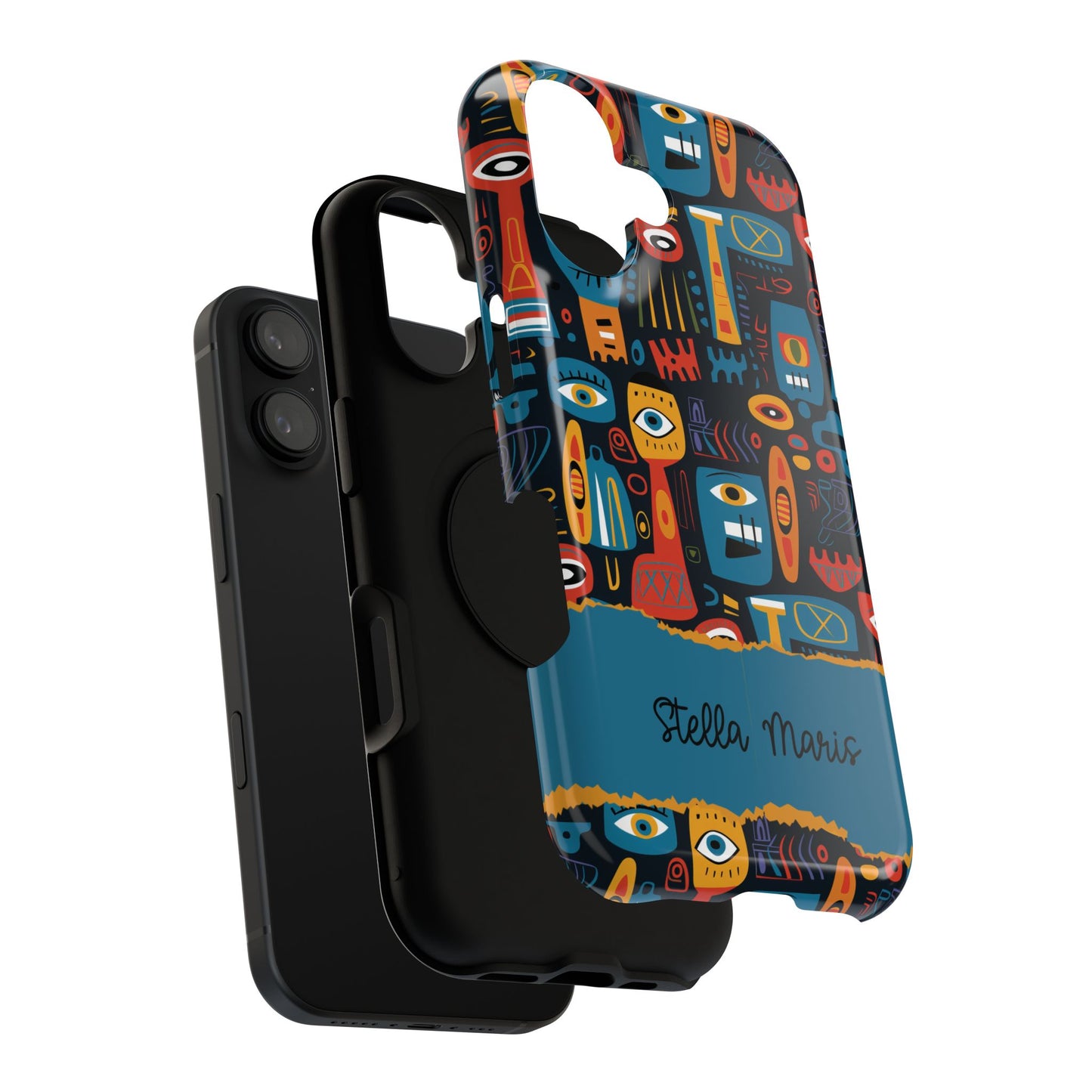 Personalized Colorful Abstract Faces Clear Impact-Resistant Case