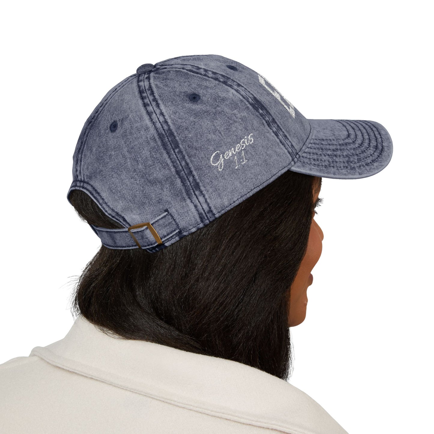Vintage Embroidered Dad Cap with 'ELOHIM GENESIS 1:1' - Stylish Casual Hat, Gift for Him/Her, Summer Accessory, Trendy Streetwear, Spiritual Fashion