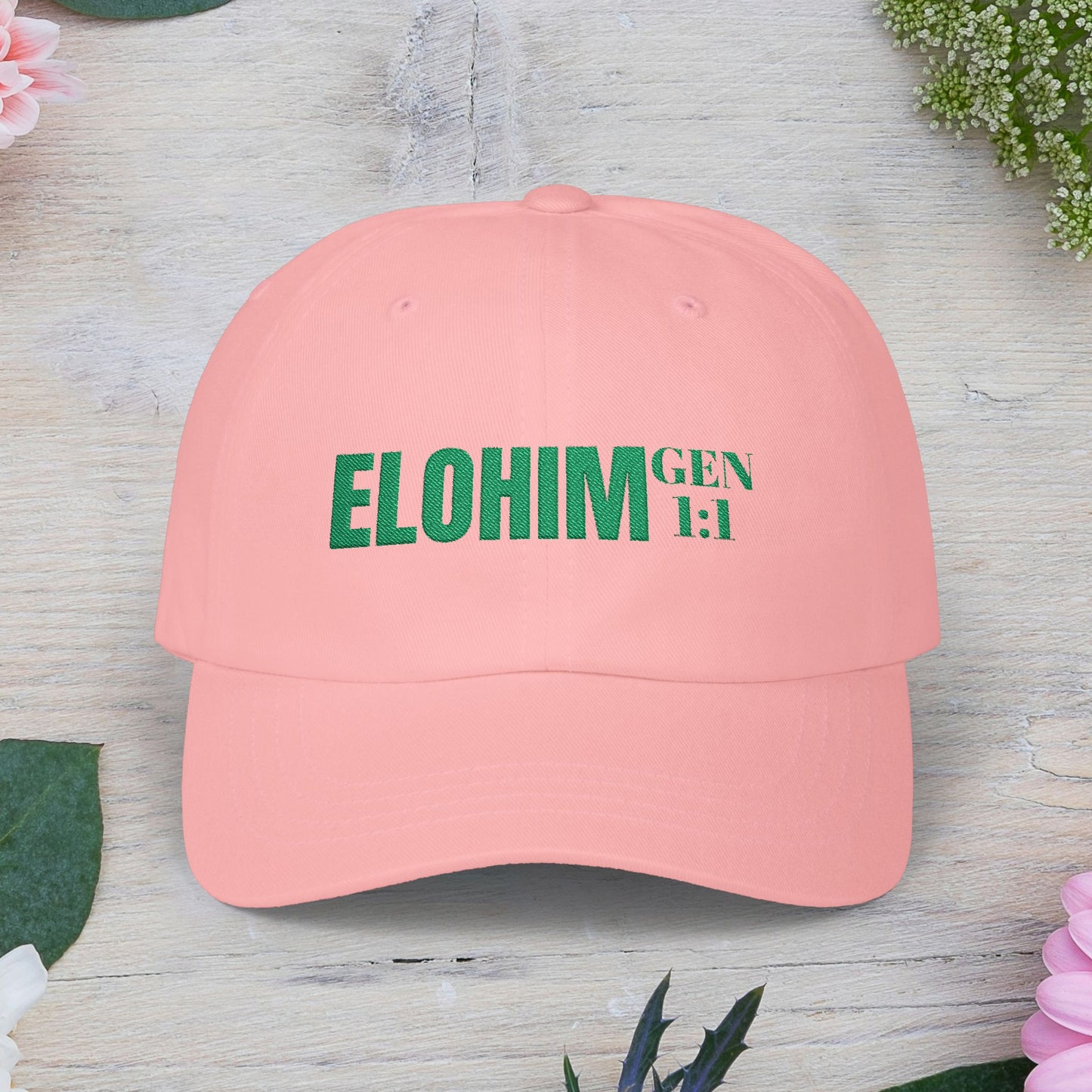 Classic Embroidery Dad Cap with 'ELOHIM, GENESIS 1:1' - Faith-Based Hat, Casual Wear, Gift for Dad, Christian Accessory, Summer Fashion