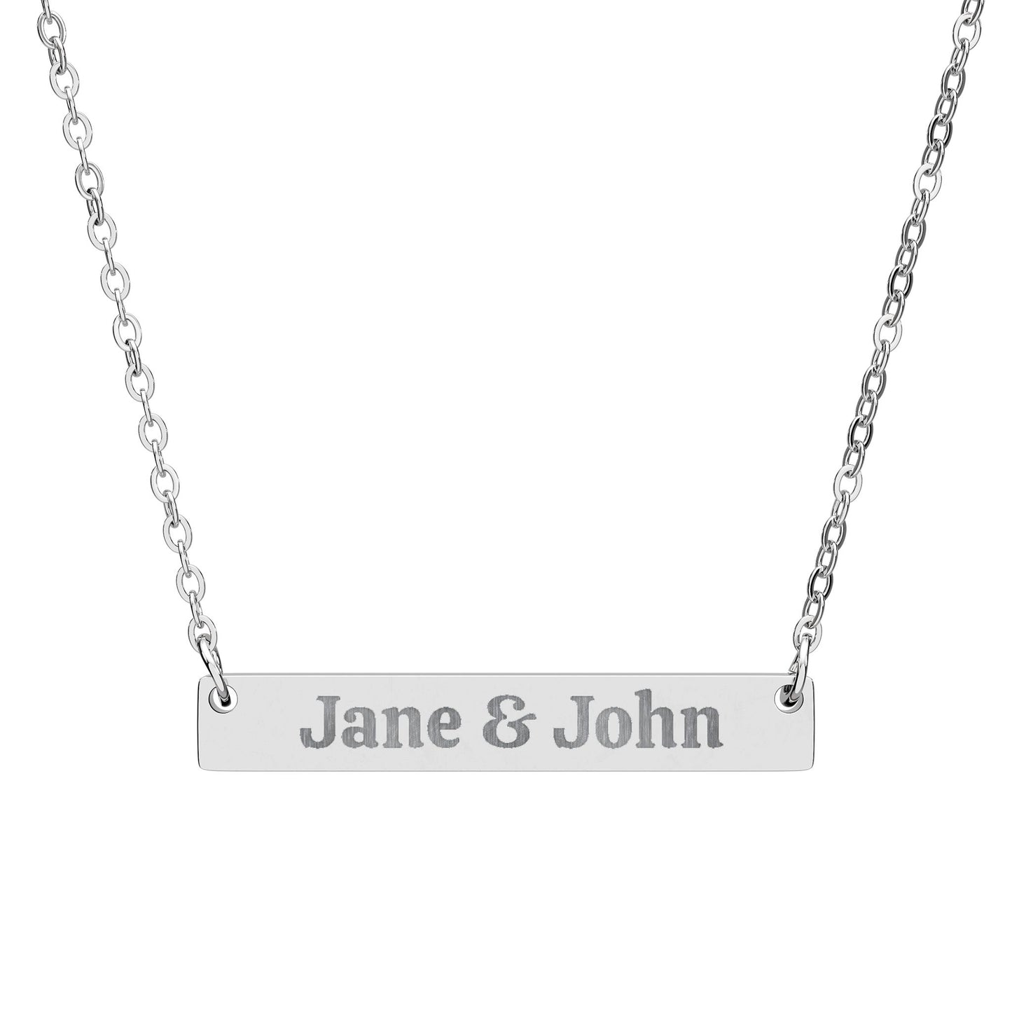 Engraved Horizontal Bar Necklace — Personalized Name Bar Necklace (Custom Name)