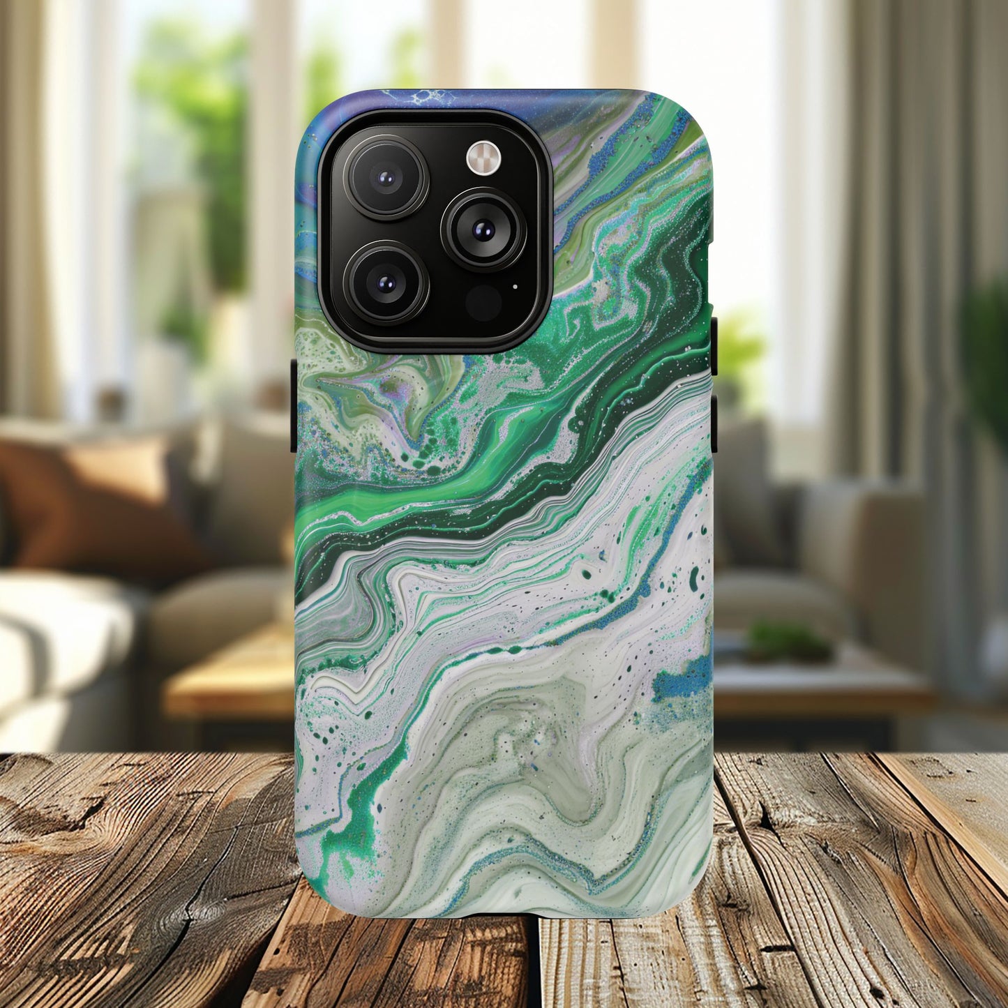 Marbled Tough iPhone Case, Magnetic Protector, Stylish Tech Accessory, Durable iPhone Cover, Unique Gift Idea