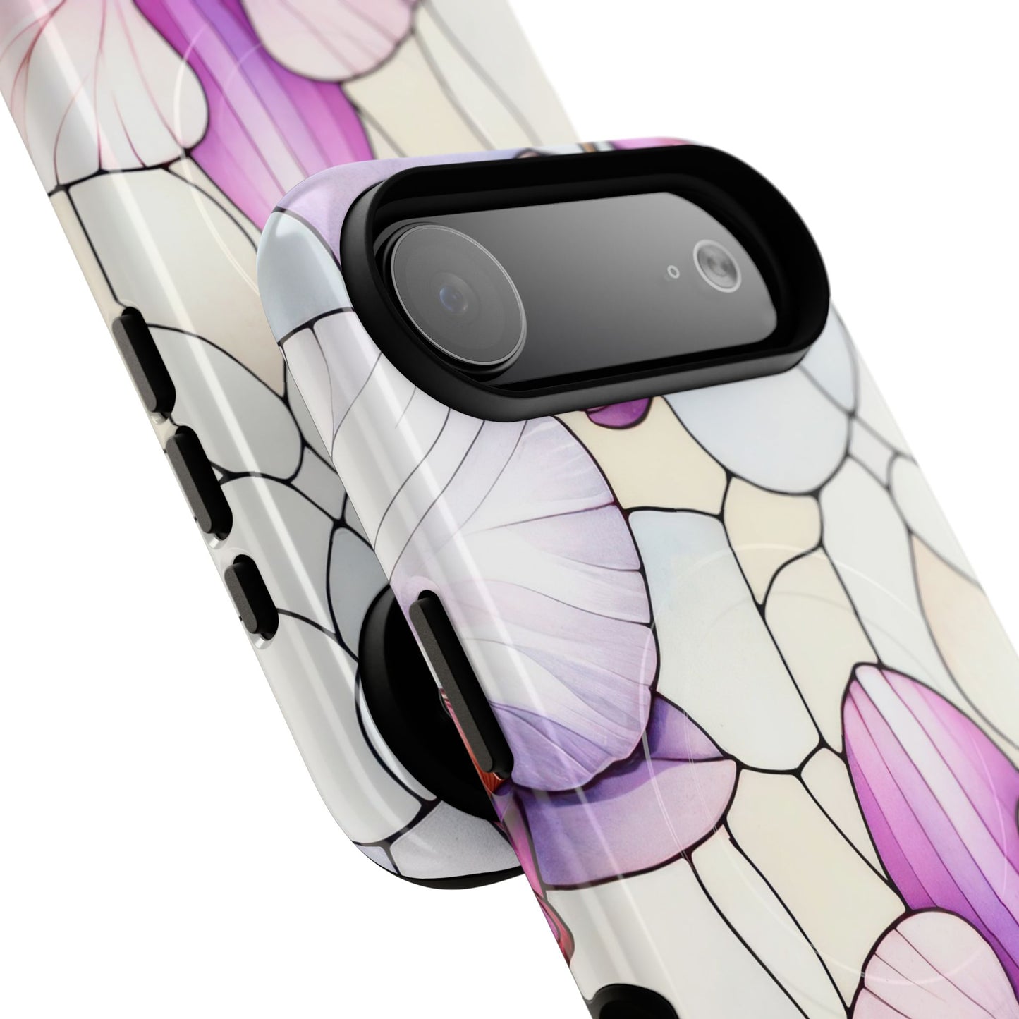 Orchid Grace Tough iPhone Magnetic Case, Protective iPhone Cover, Trendy Stained Glass Design, Floral Gift, Unique iPhone Accessory, Durable iPhone Case