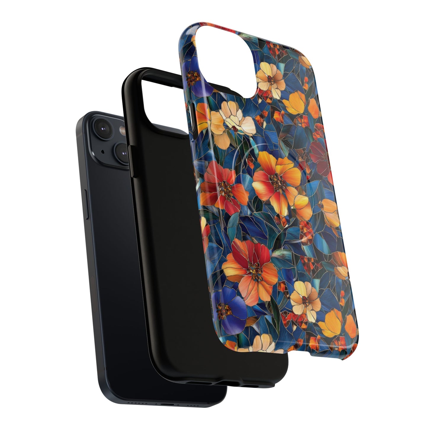 Cathedral Petals Tough Magnetic iPhone Case, Durable, Stylish, Unique Floral Design, Gifts for Her, Birthday, Everyday Use, Stained Glass iPhone Case.