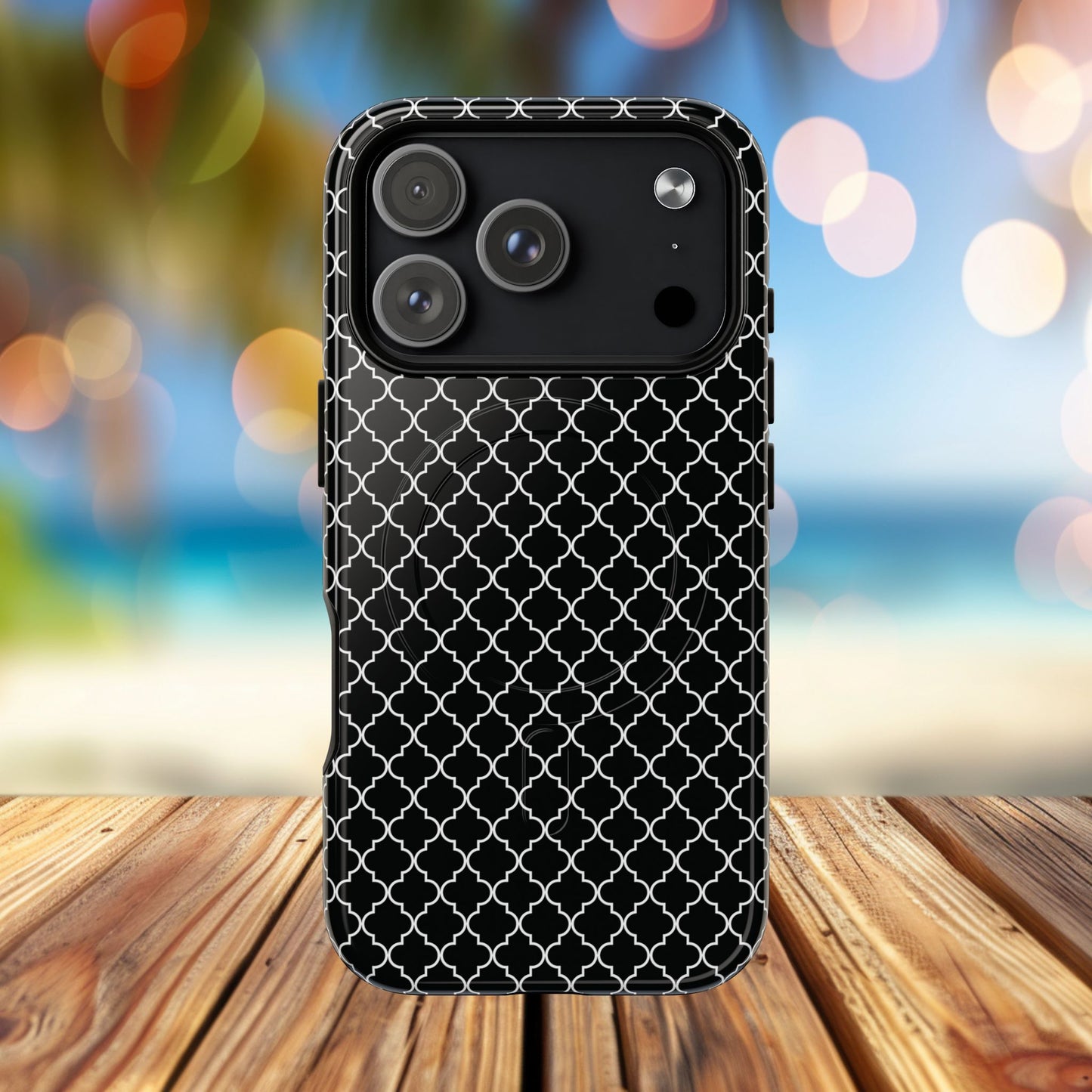 Noir Mosaic Tough iPhone Magnetic Case, Geometric Patterned Case, Durable iPhone Cover, Unique Tech Accessories, Perfect Gift for Him/Her