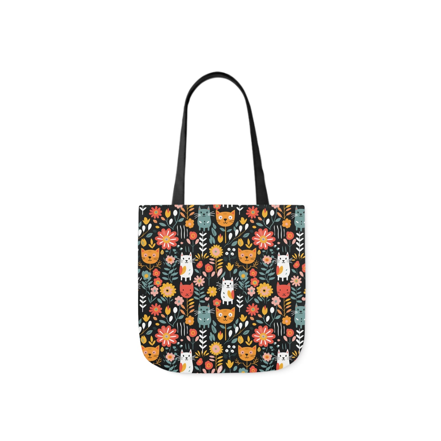 Whimsical Feline Garden Canvas Tote Bag