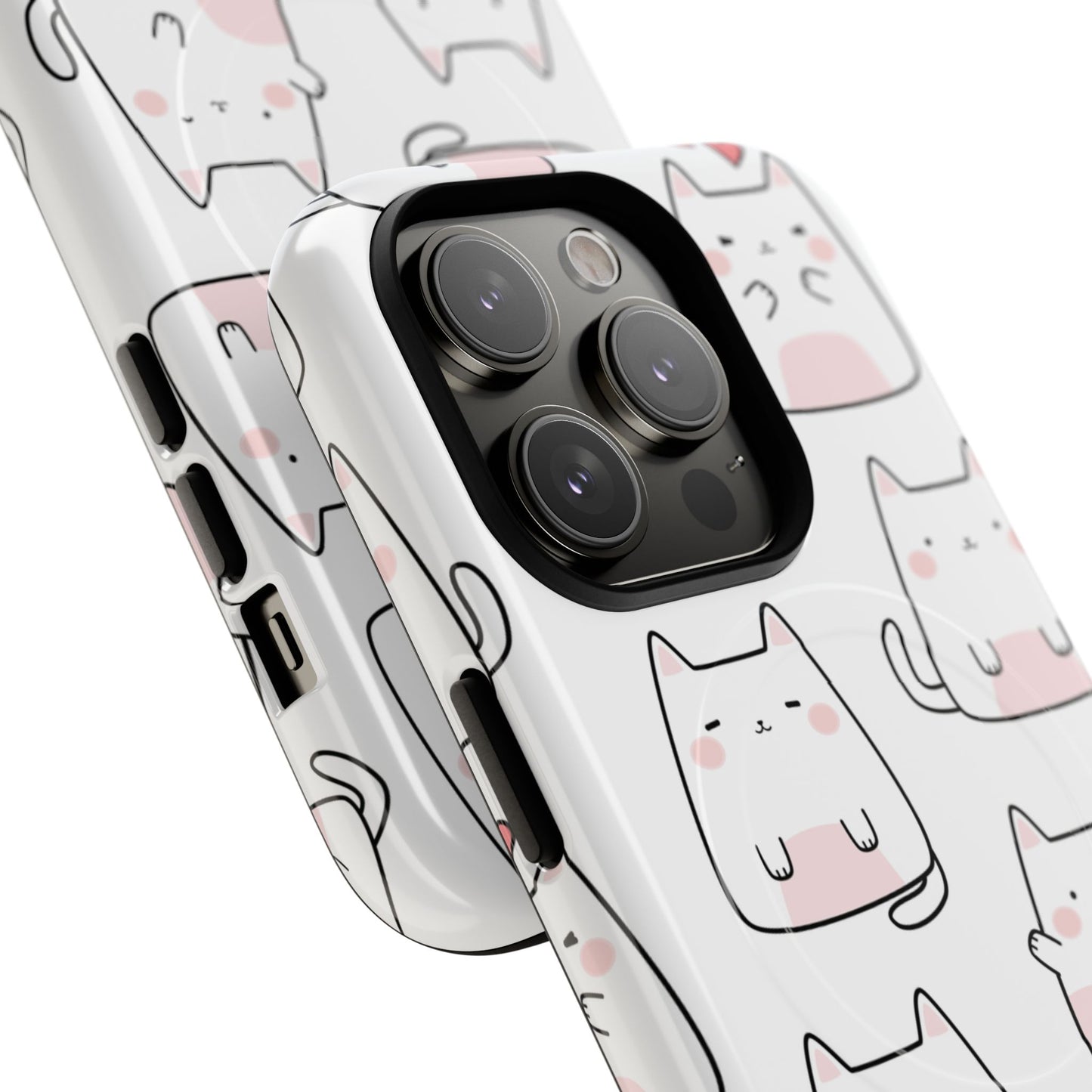 Cute Kawaii Cat Tough Magnetic iPhone Case, Cute Cat Lover Gift, Kawaii iPhone Cover, Tough iPhone Case, Unique Pet Themed Accessory,