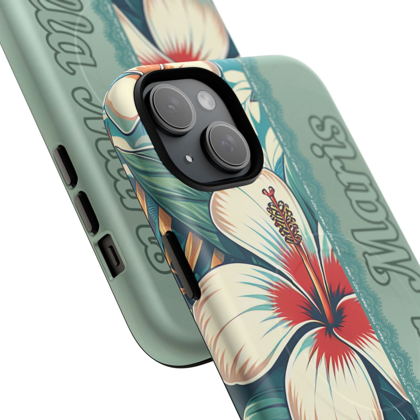 Personalized Tropical Floral Phone Case – Stylish Tough Magnetic Cases for iPhone, Customizable with Names, Perfect Gift for Nature Lovers