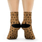 Winter Wonderland Brown Crew Socks - Soft & Elastic Polyester/Spandex Blend - One Size Fits All