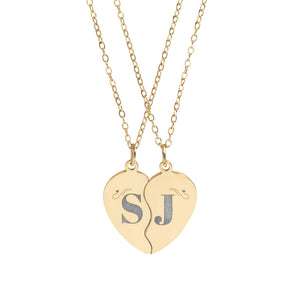 Engravable Split Heart Necklace Set — Personalized Best Friend/BFF Jewelry
