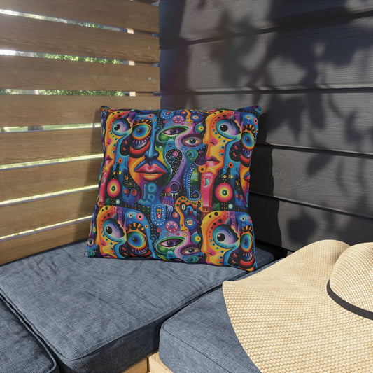 Psychedelic Visions Vibrant Outdoor Pillows - Colorful Abstract Designs for Patio & Garden Decor