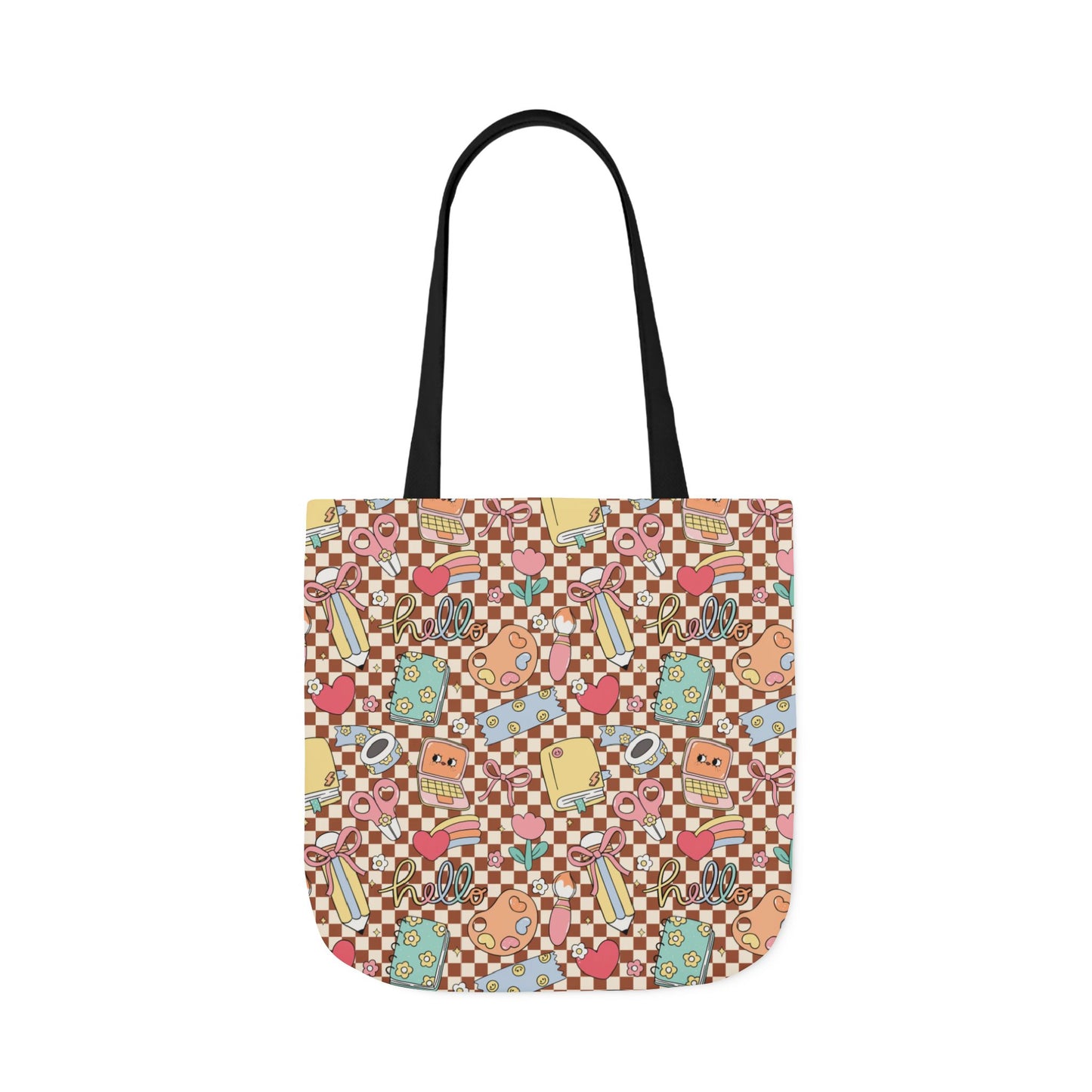 Personalized Brown Doodle Daydream Composition Book Inspired Canvas Tote Bag with Colorful Straps, Cute School Bag, Eco-Friendly Tote, Back to School Shopping Bag, Teacher Gift Idea