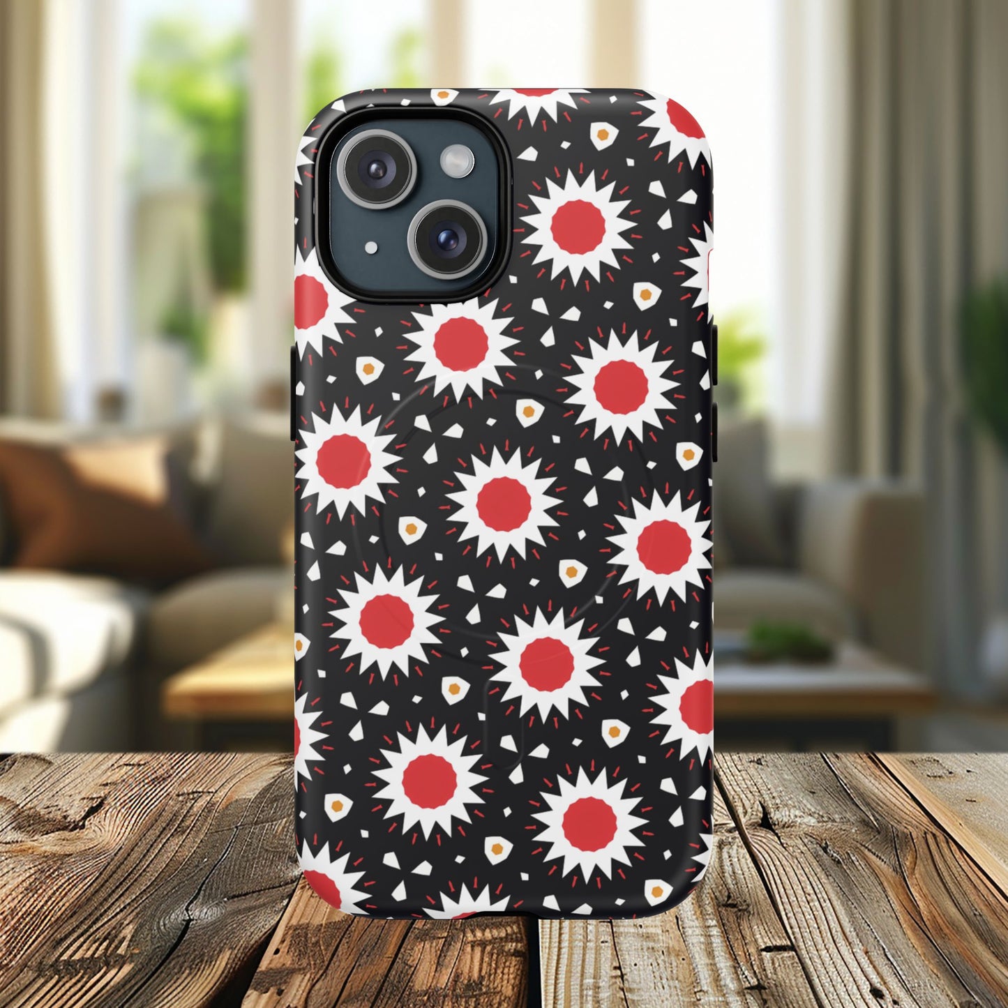 Crimson Spark Radiance Bold Floral Magnetic iPhone Cases, Stylish Tough Cases, Unique iPhone Accessories, Perfect Gift for Her, Trendy Tech Gear.