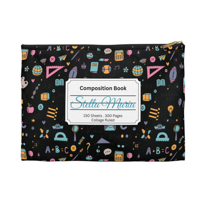 Personalized Chalkboard Chic Composition Book Inspired Accessory Pouch, Kids School Supplies, Classroom Organizer, Teacher Gift, Fun Stationery Case, Back to School