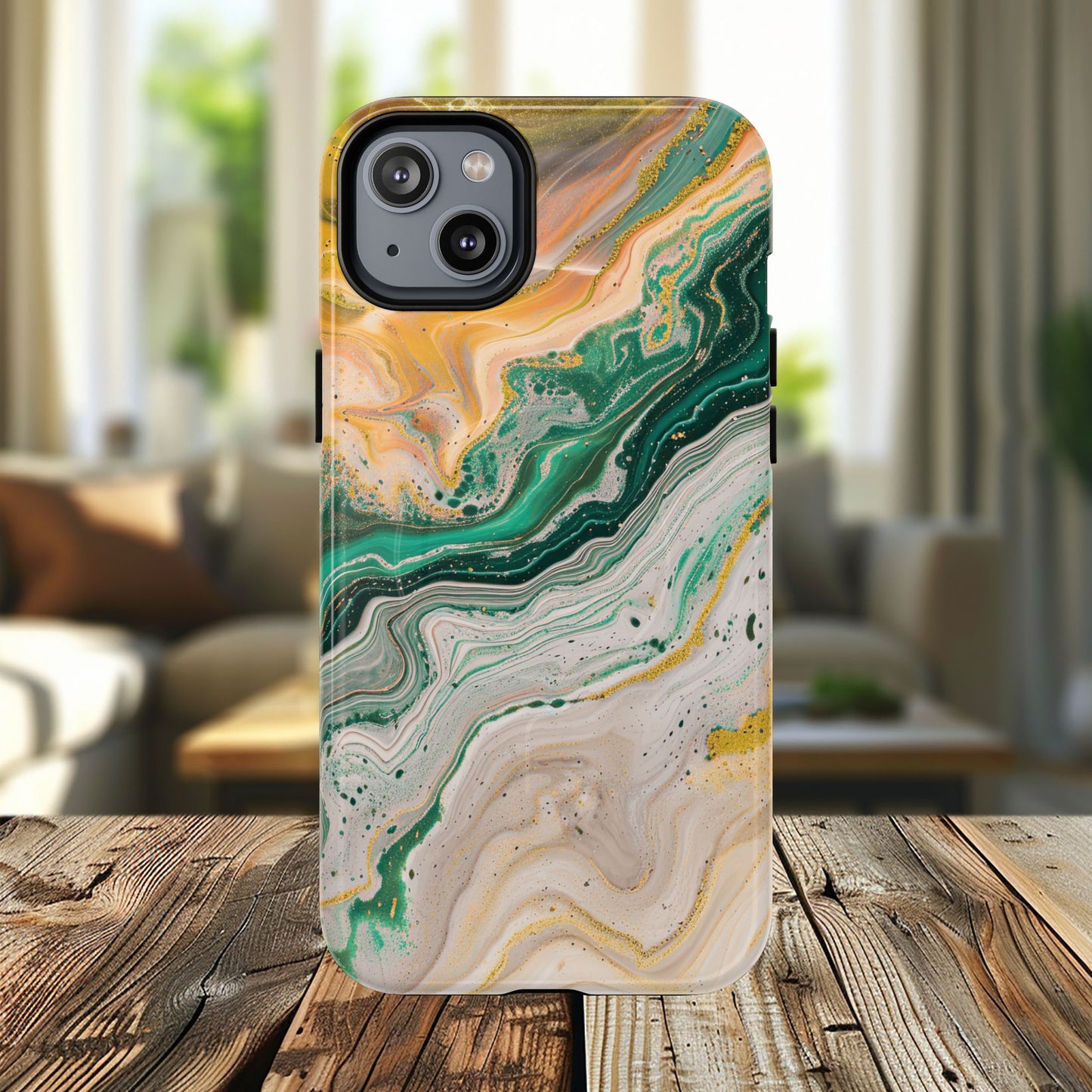 Magnetic iPhone Cases with Green Marble Design, Tough Magnetic Cases, iPhone Accessories, Gift for Her, Trendy iPhone Cover