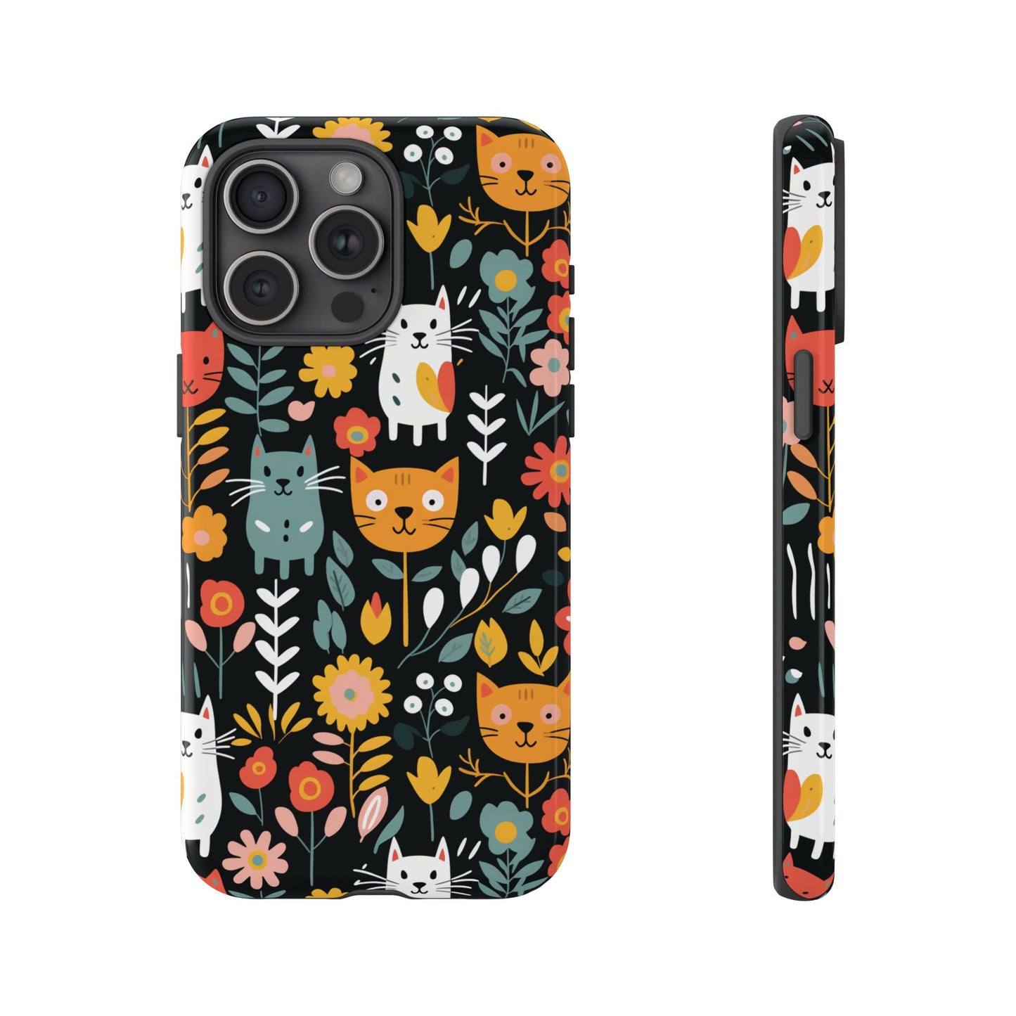 Whimsical Feline Garden iPhone, Samsung or Google Pixel Tough Cases