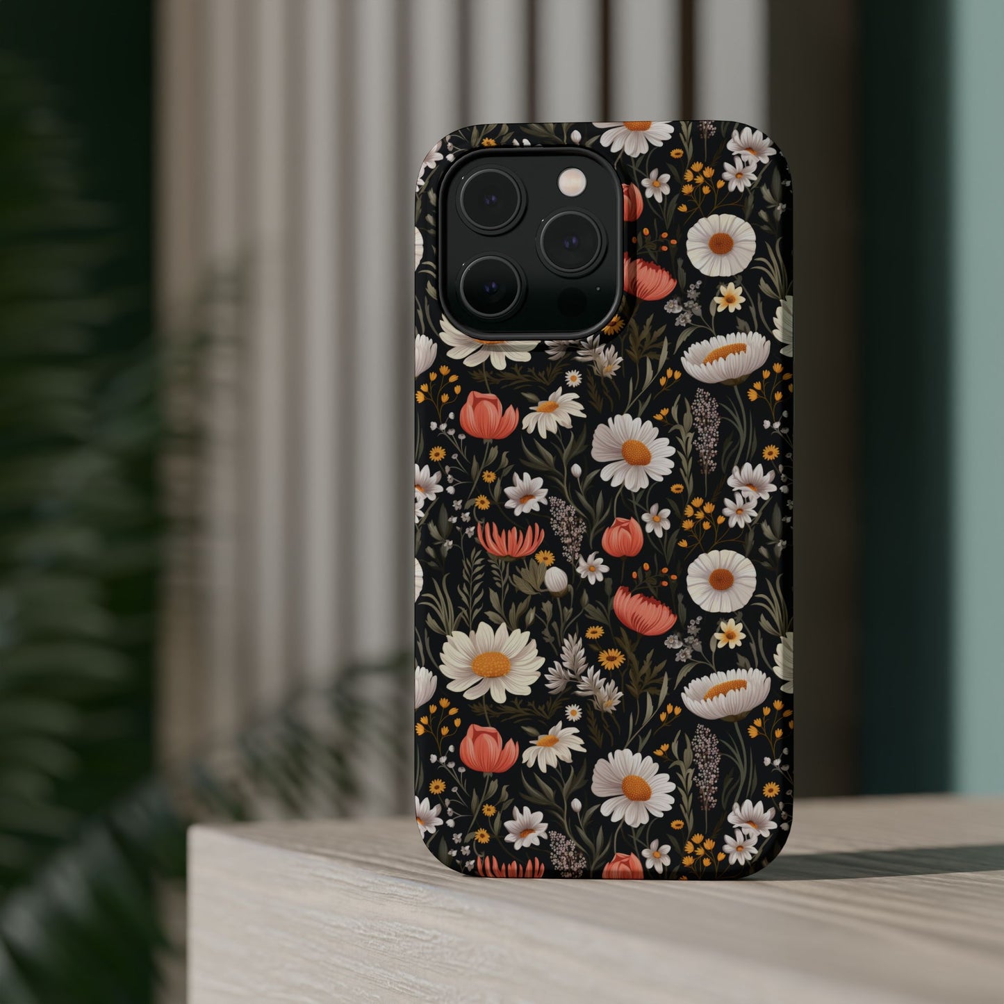 Blossom Elegance: Noir Garden Magnetic Tough iPhone Cases