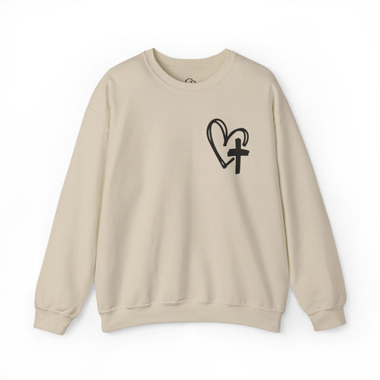 Faith and Floral Cross Unisex Heavy Gildan Blend™ Crewneck Sweatshirt.