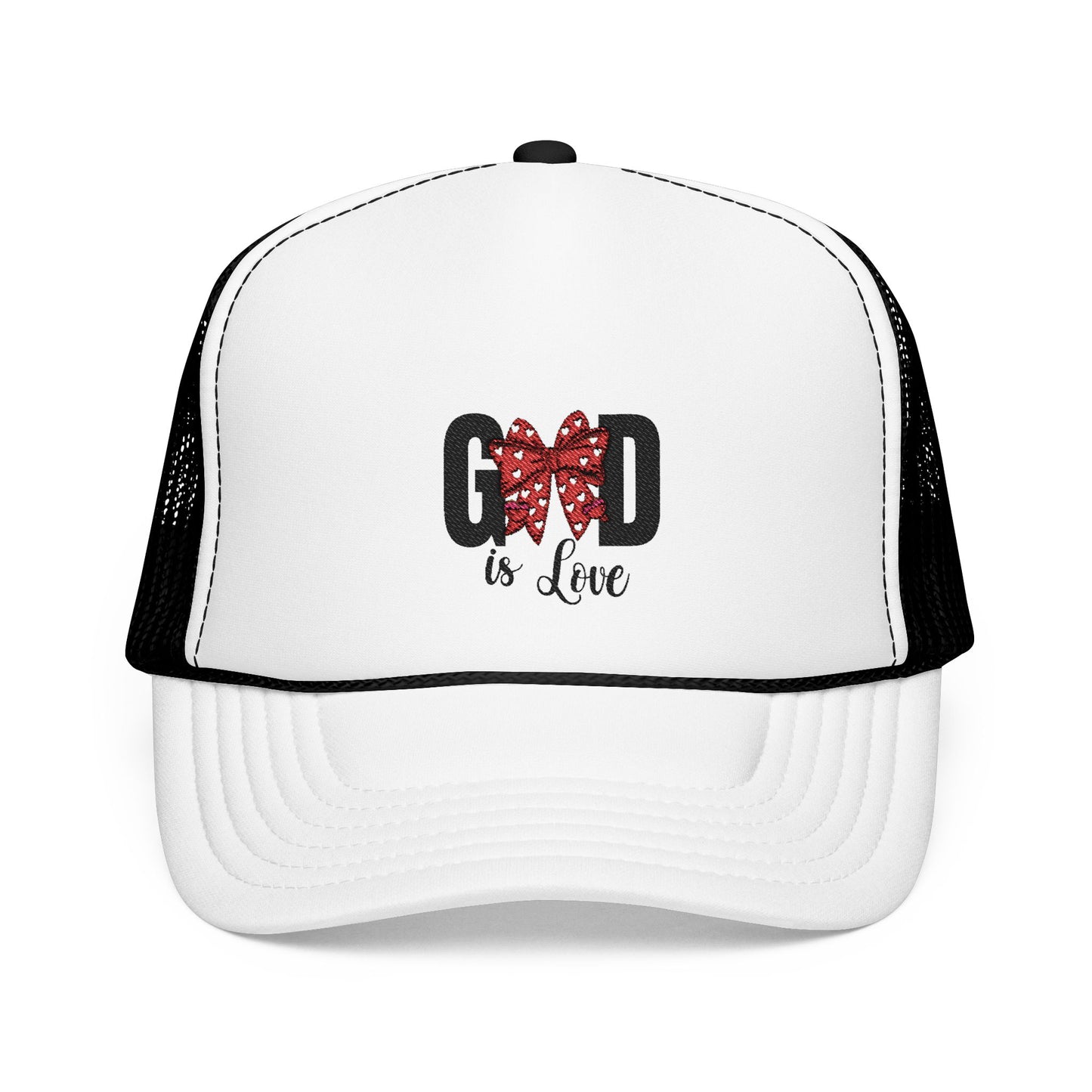 God is Love Embroidered Foam Trucker Hat - Faith-Based Fashion Accessory Gift