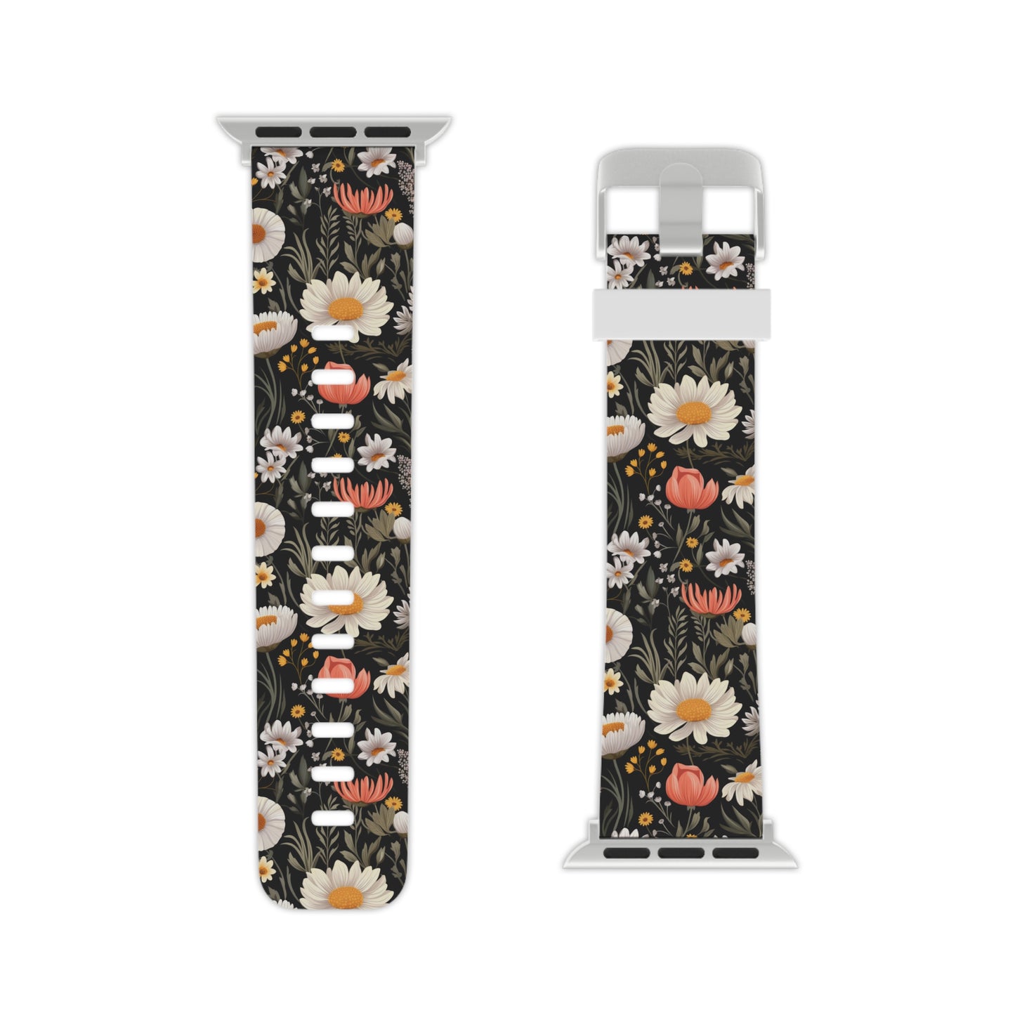 Blossom Elegance: Noir Garden Floral Pattern Apple Watch Band - Stylish & Comfortable
