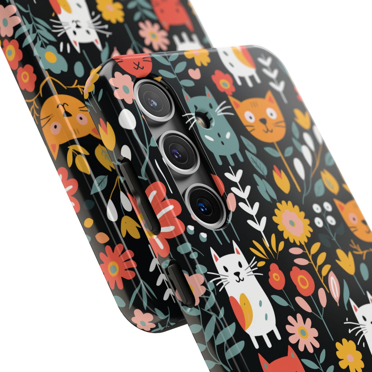 Whimsical Feline Garden iPhone and Samsung Tough Phone Cases