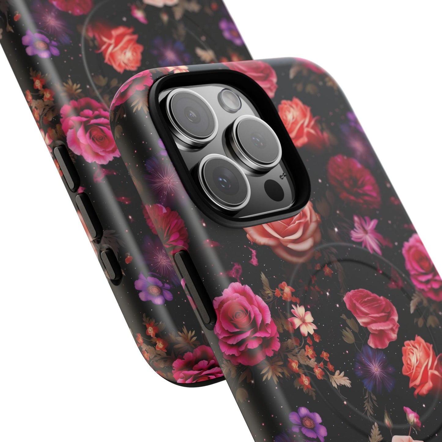 Starry Rose Garden Tough Magnetic Phone Case, Stylish Phone Cover, Gift for Her, Elegant Floral Design, Durable Phone Accessories