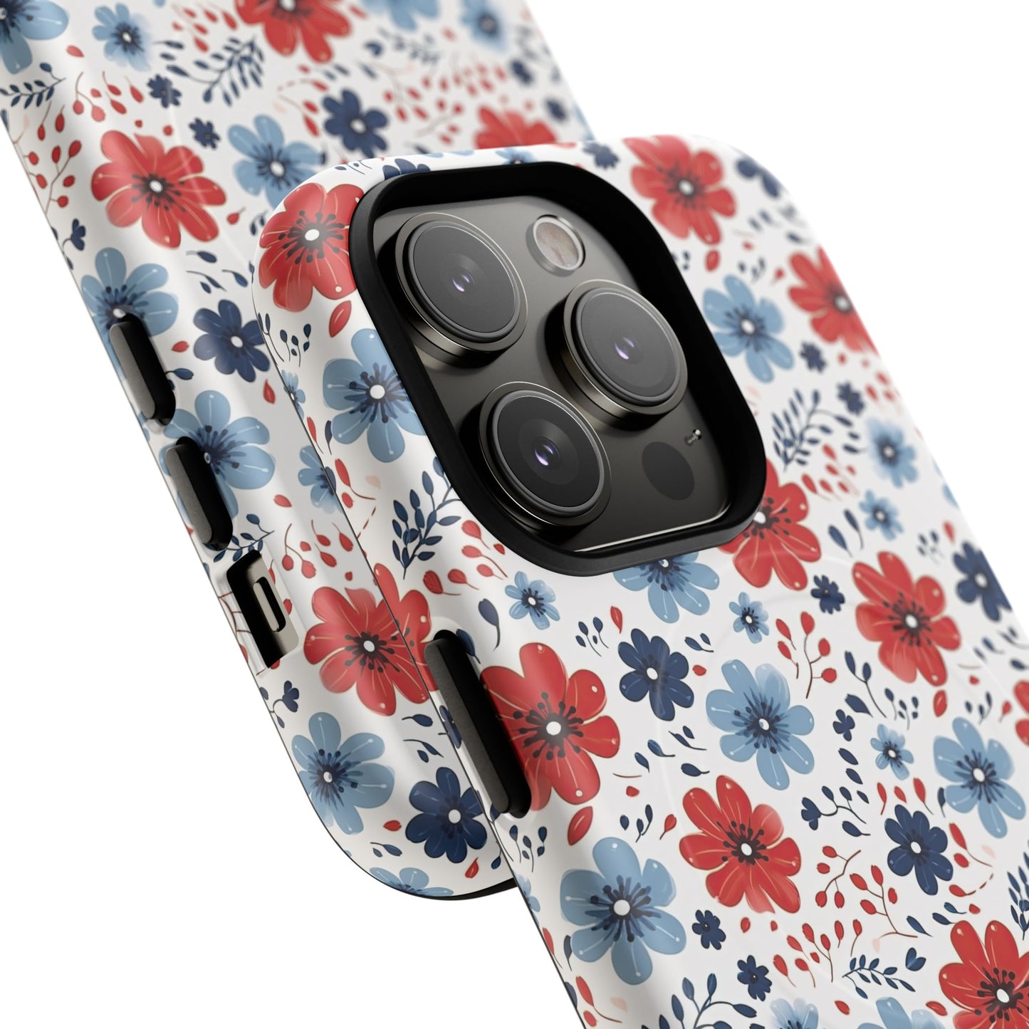 Patriotic Floral Dreams Tough Magnetic iPhone Cases, Durable, Stylish, Gift for Her, Protective Phone Cover, Spring Floral Design