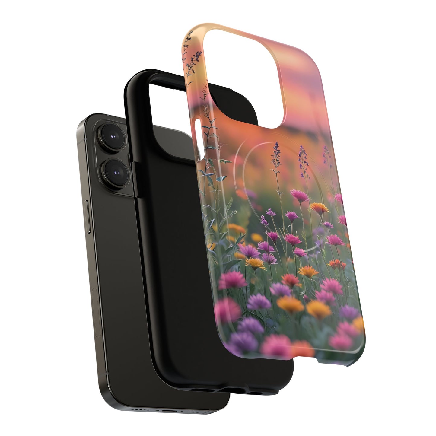 Floral Sunset Phone Case, Tough Magnetic Cases for iPhone, Nature Lover Gift, Durable Protection, Eco-Friendly Phone Accessory