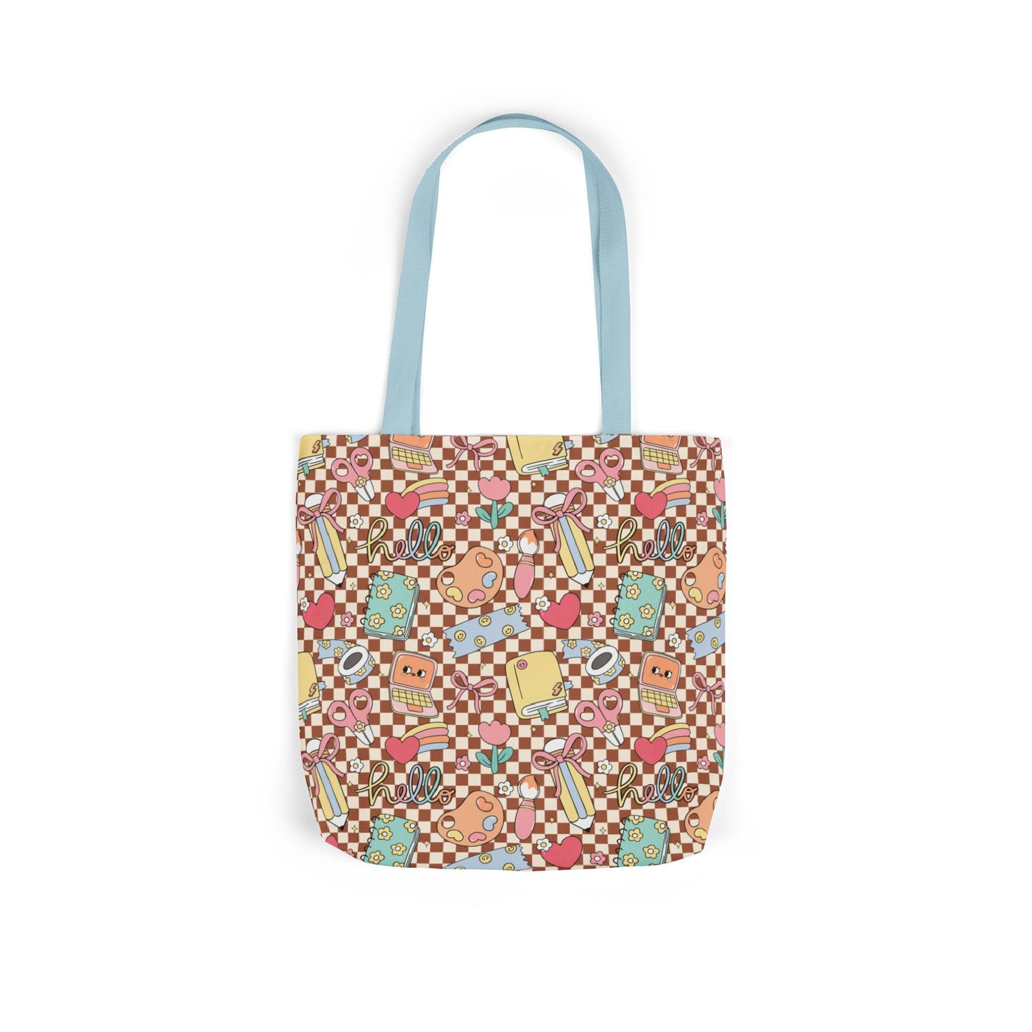 Personalized Brown Doodle Daydream Composition Book Inspired Canvas Tote Bag with Colorful Straps, Cute School Bag, Eco-Friendly Tote, Back to School Shopping Bag, Teacher Gift Idea