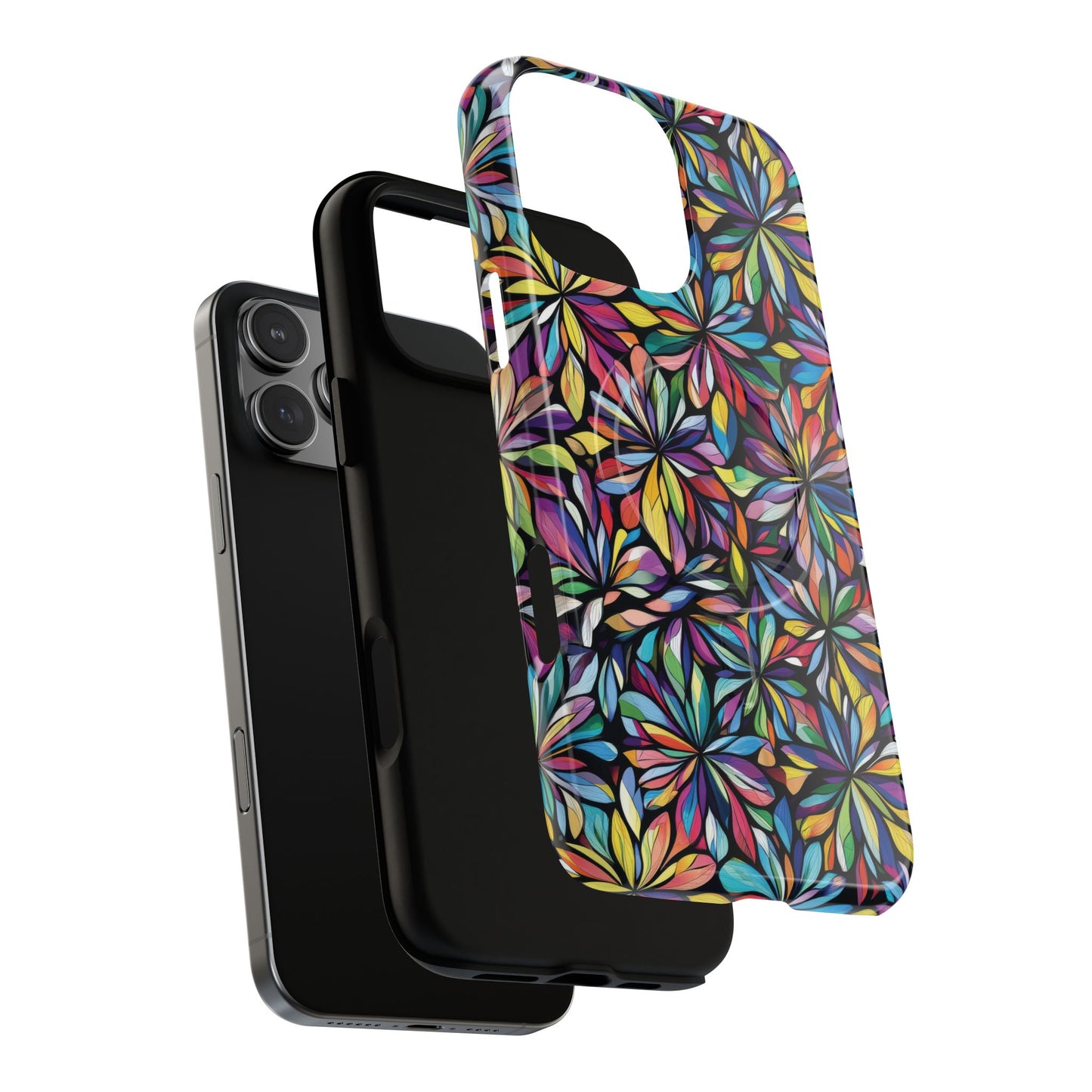 Prism Petal Burst Tough Magnetic iPhone Case, Colorful iPhone Case, Unique Gift for Flower Lovers, Stylish stained Glass Accessory