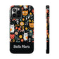 Personalized Whimsical Feline Garden Tough Phone Case — Custom Name iPhone & Samsung
