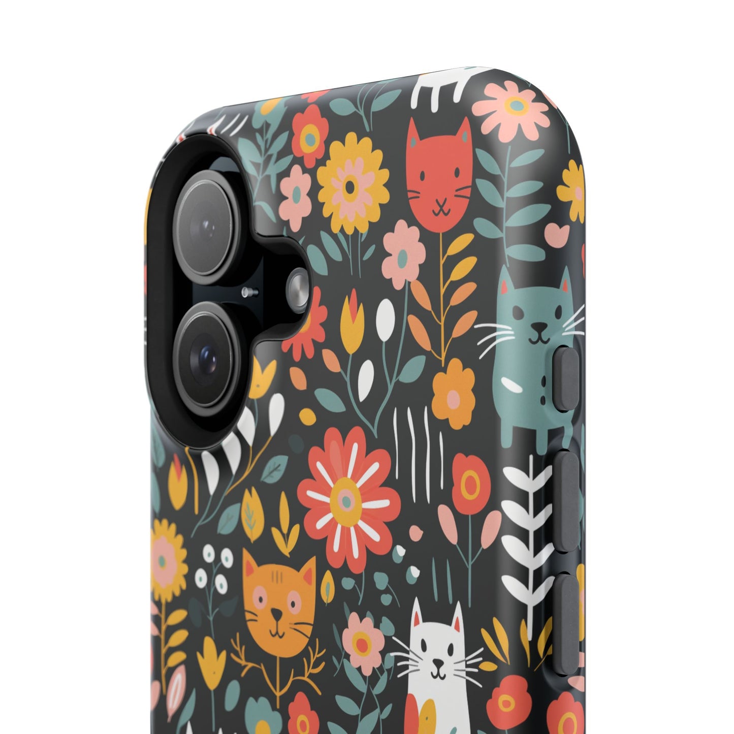 Whimsical Feline Garden Magnetic Tough iPhone Cases