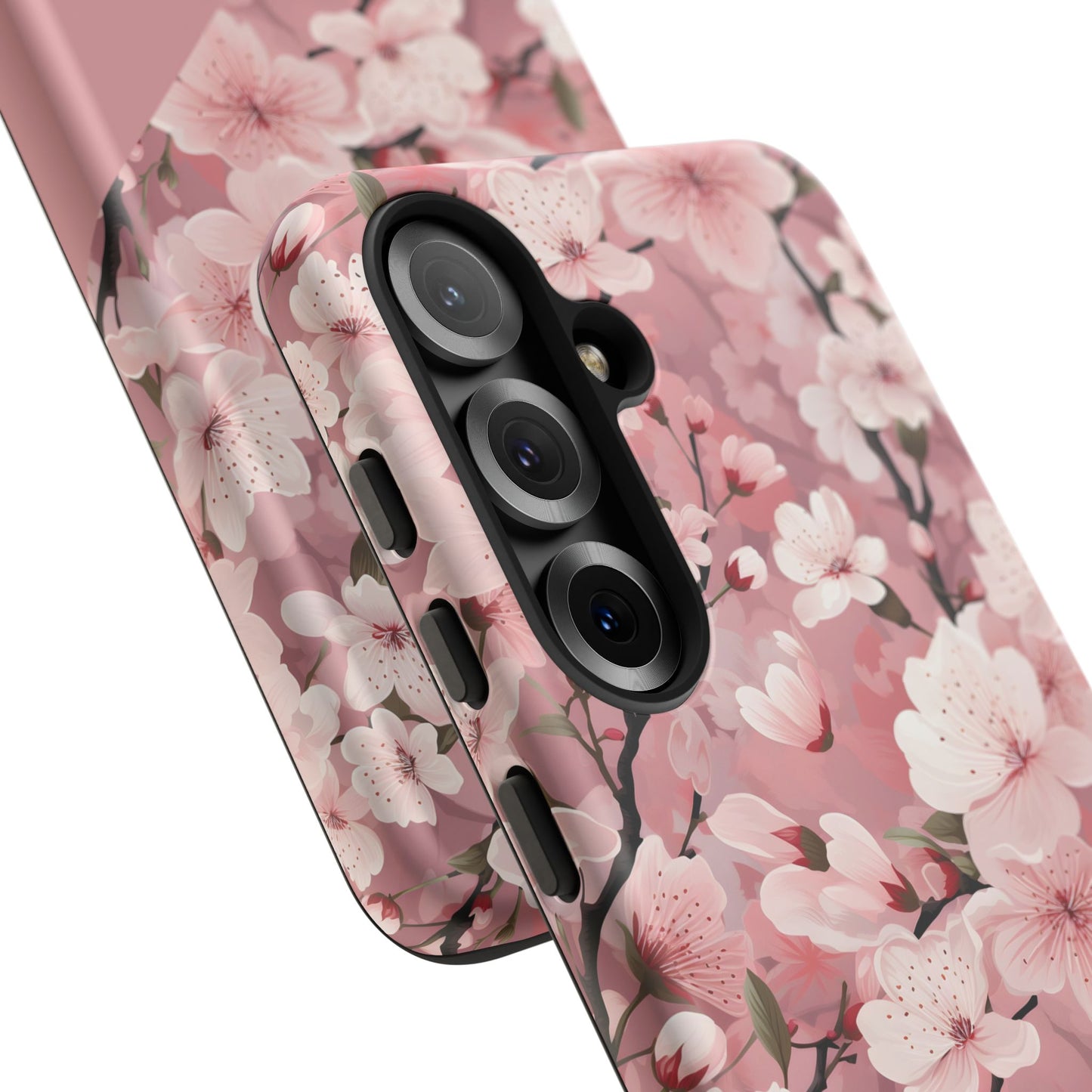 Personalized Cherry Blossom Tough Phone Case — Pink Floral Protective Case for Samsung & Google