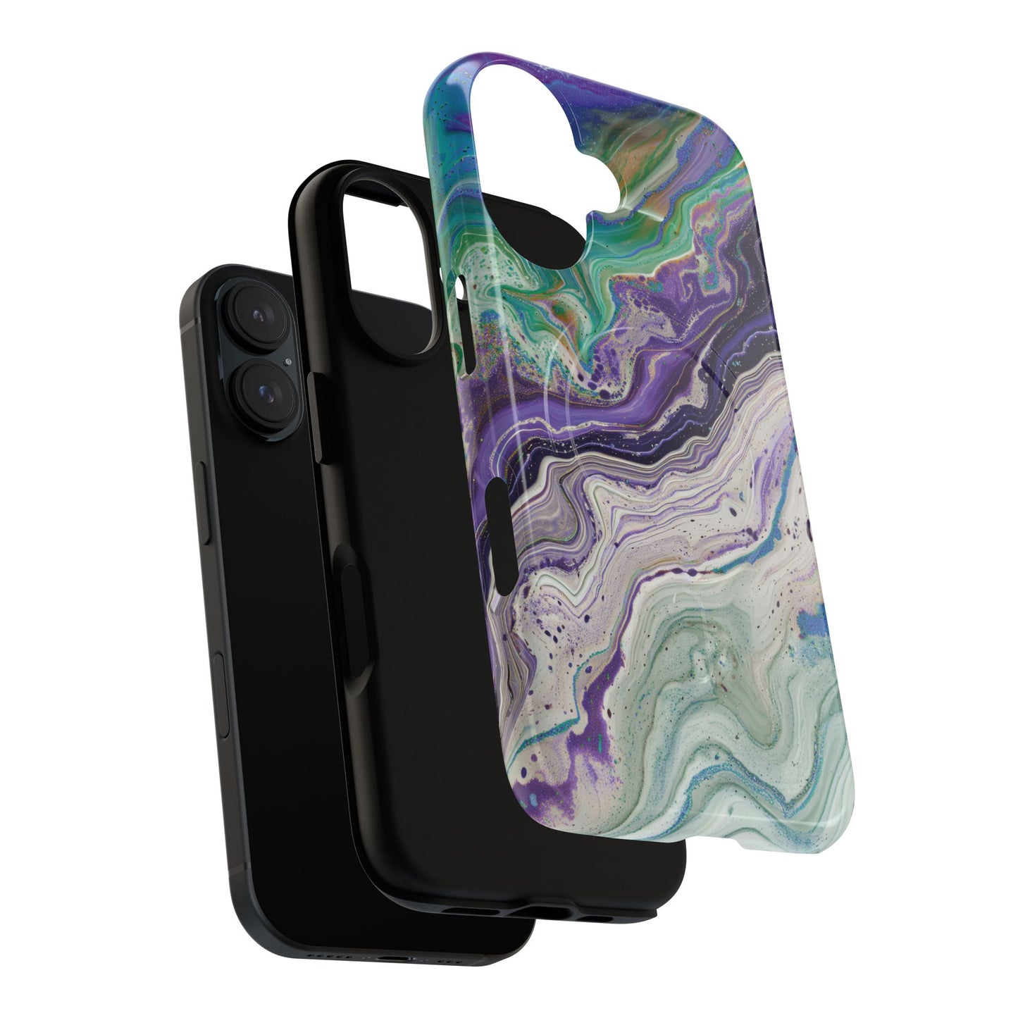 Stylish Purple Acrylic Tough Magnetic iPhone Cases, Unique Protective Cases for iPhone, Colorful Marble Design, Great Gift for iPhone Lovers