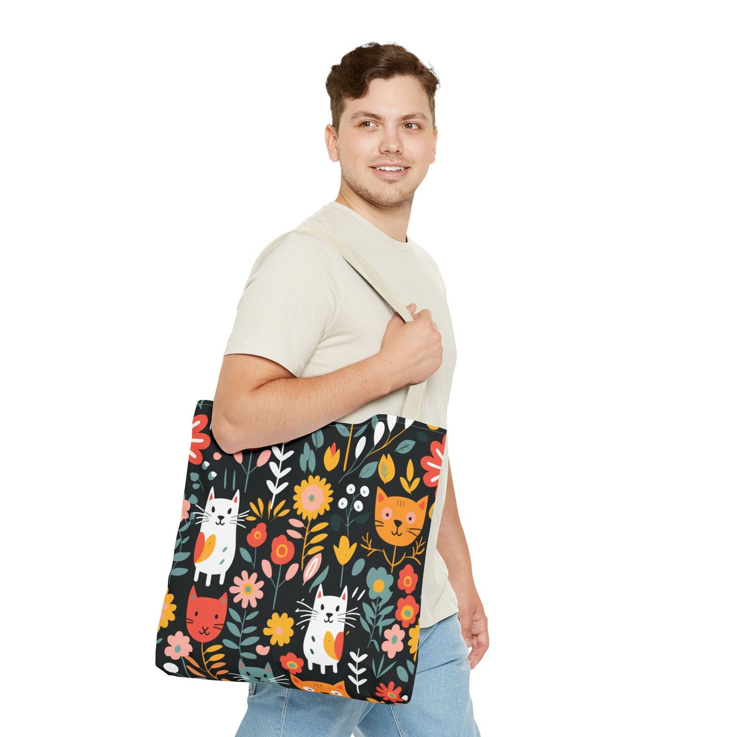 Whimsical Feline Garden Tote Bag (AOP)