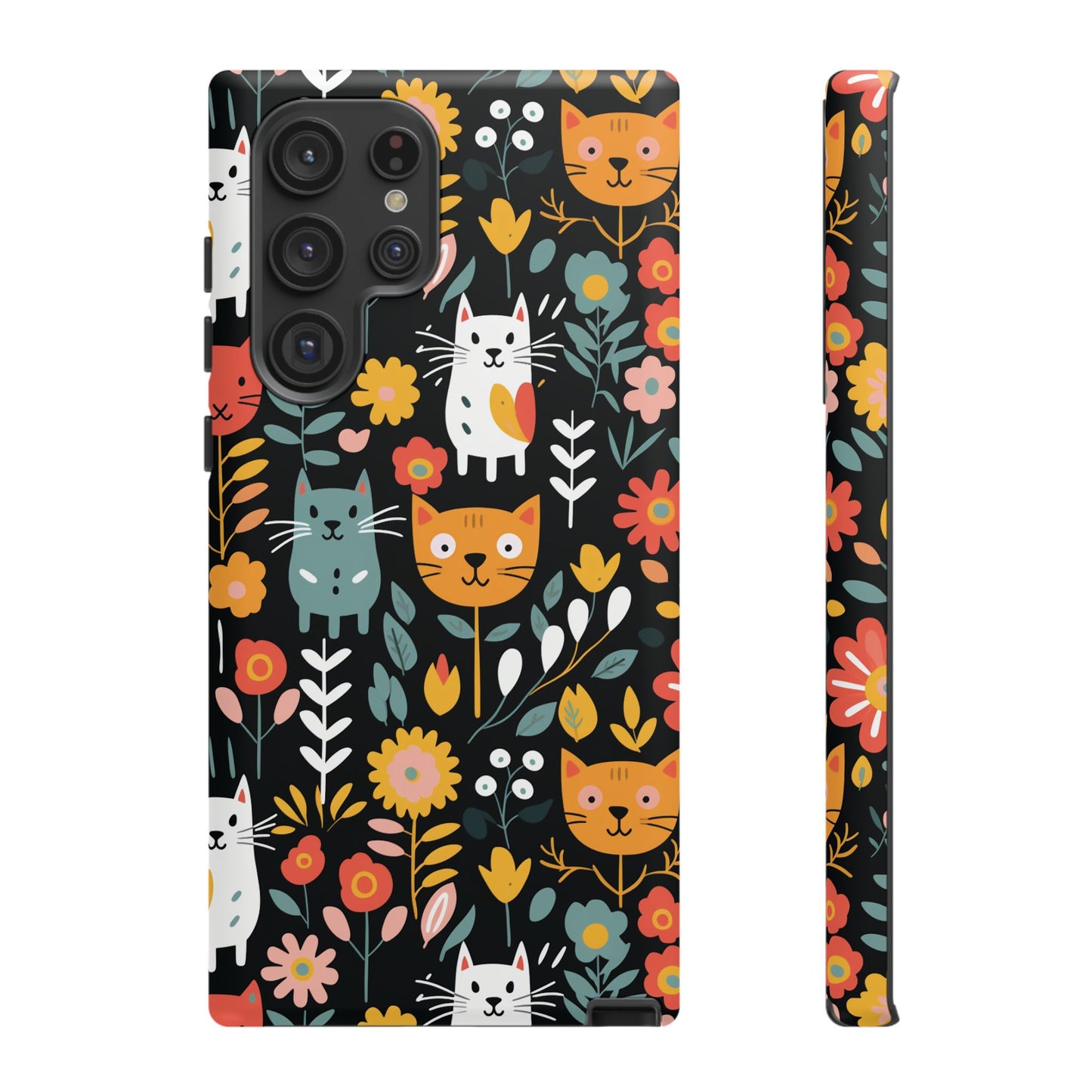 Whimsical Feline Garden iPhone, Samsung or Google Pixel Tough Cases