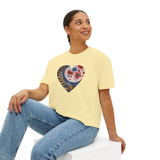 Floral Heart Women's Boxy Tee