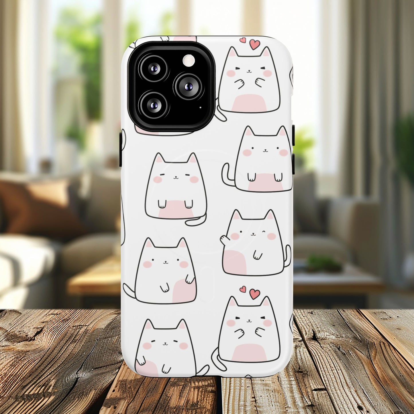 Cute Kawaii Cat Tough Magnetic iPhone Case, Cute Cat Lover Gift, Kawaii iPhone Cover, Tough iPhone Case, Unique Pet Themed Accessory,